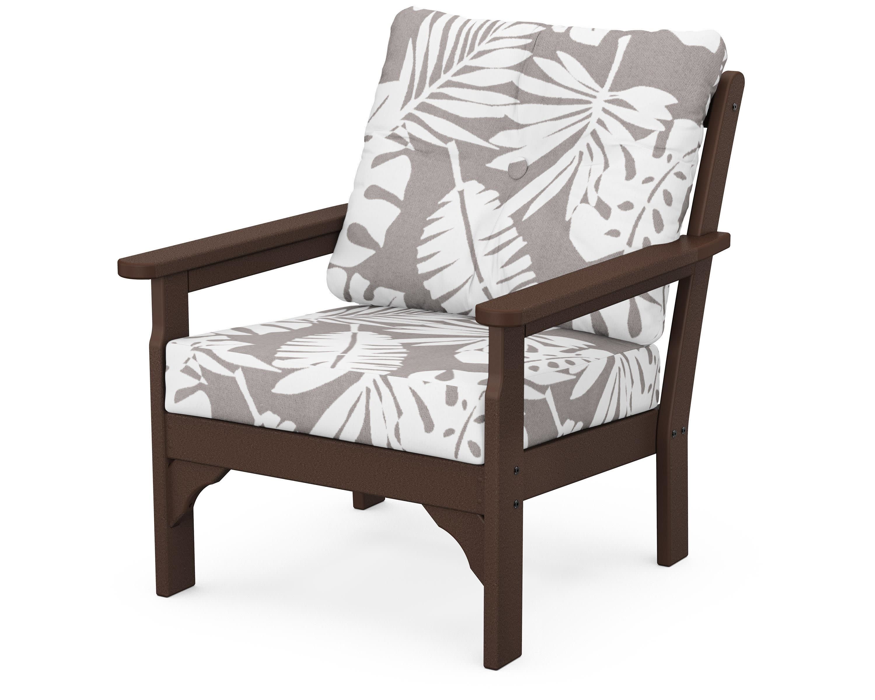 Vineyard Deep Seating Chair in Mahogany / Leaf Grey Mist