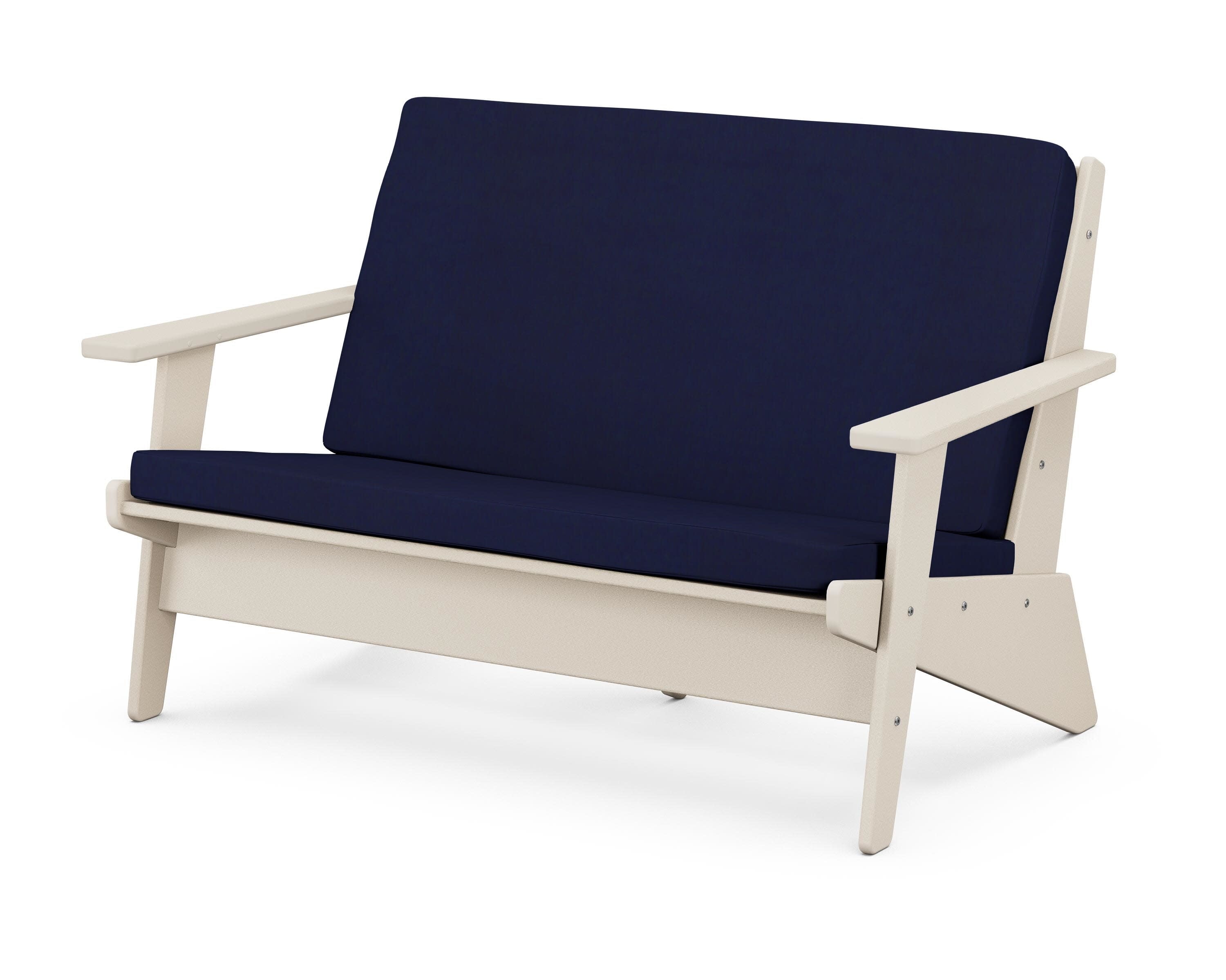 Riviera Modern Lounge Loveseat in Sand / Navy