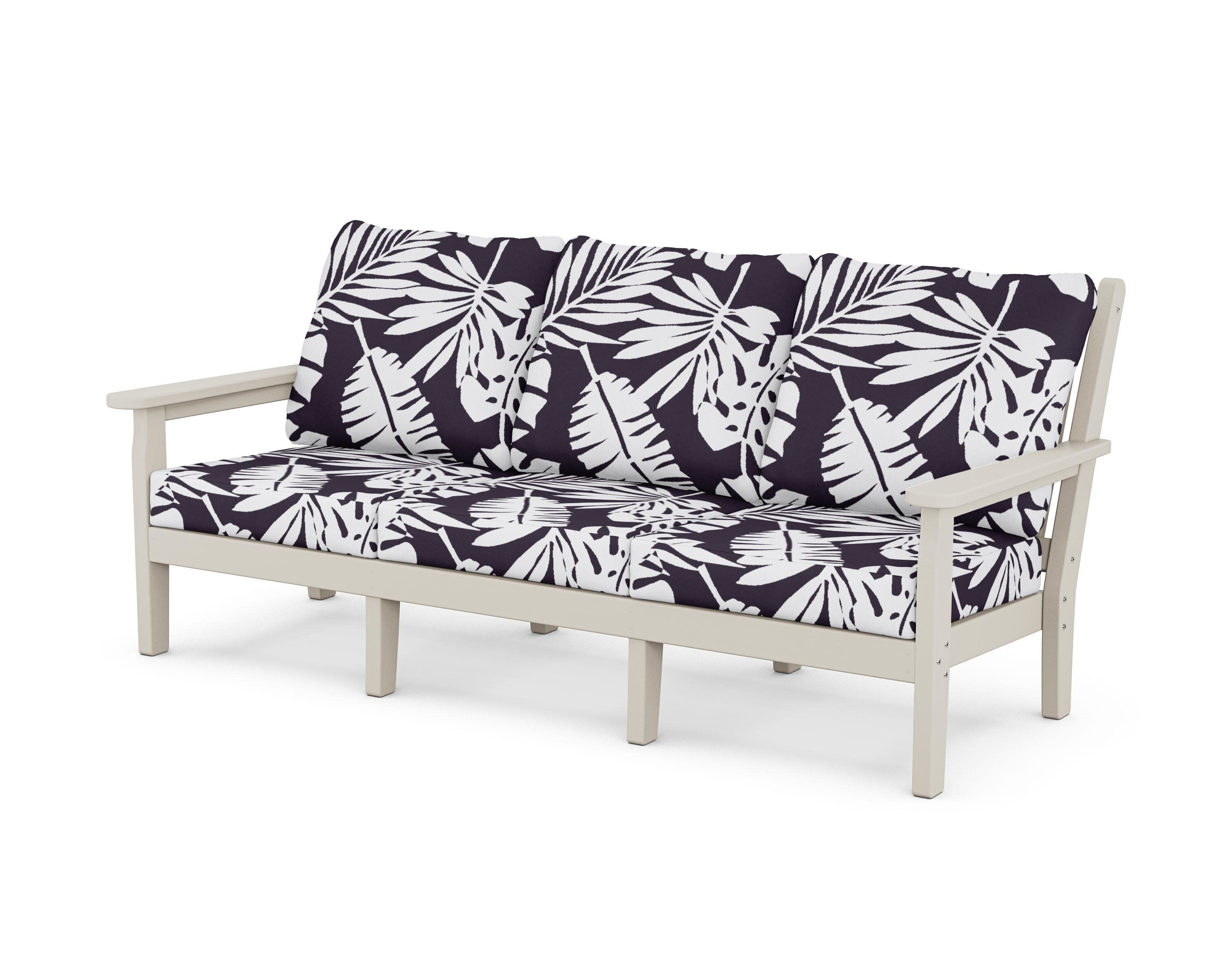 Chippendale Deep Seating Sofa in Sand / Leaf Navy