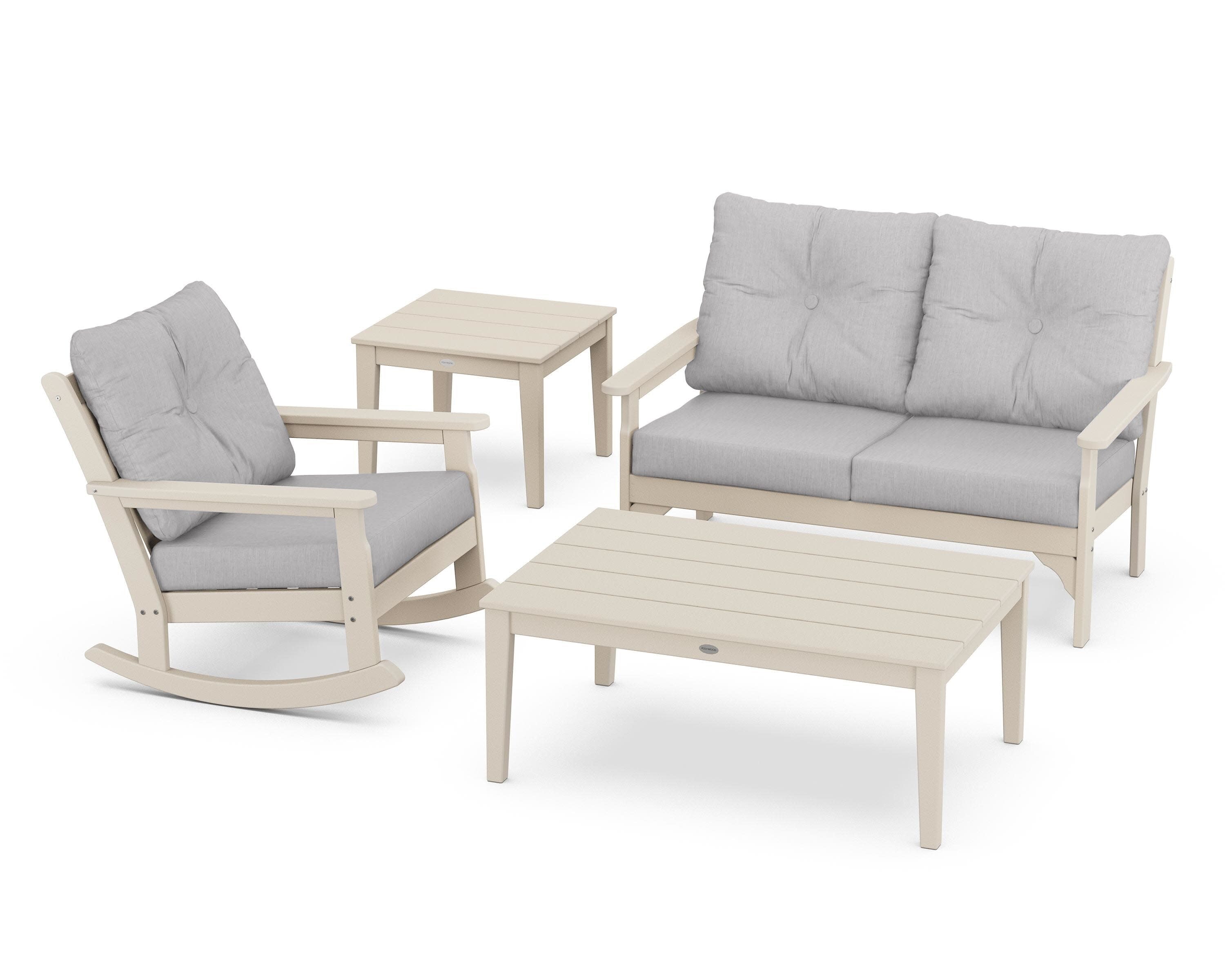 Vineyard 4-Piece Deep Seating Rocker Set in Sand / Granite