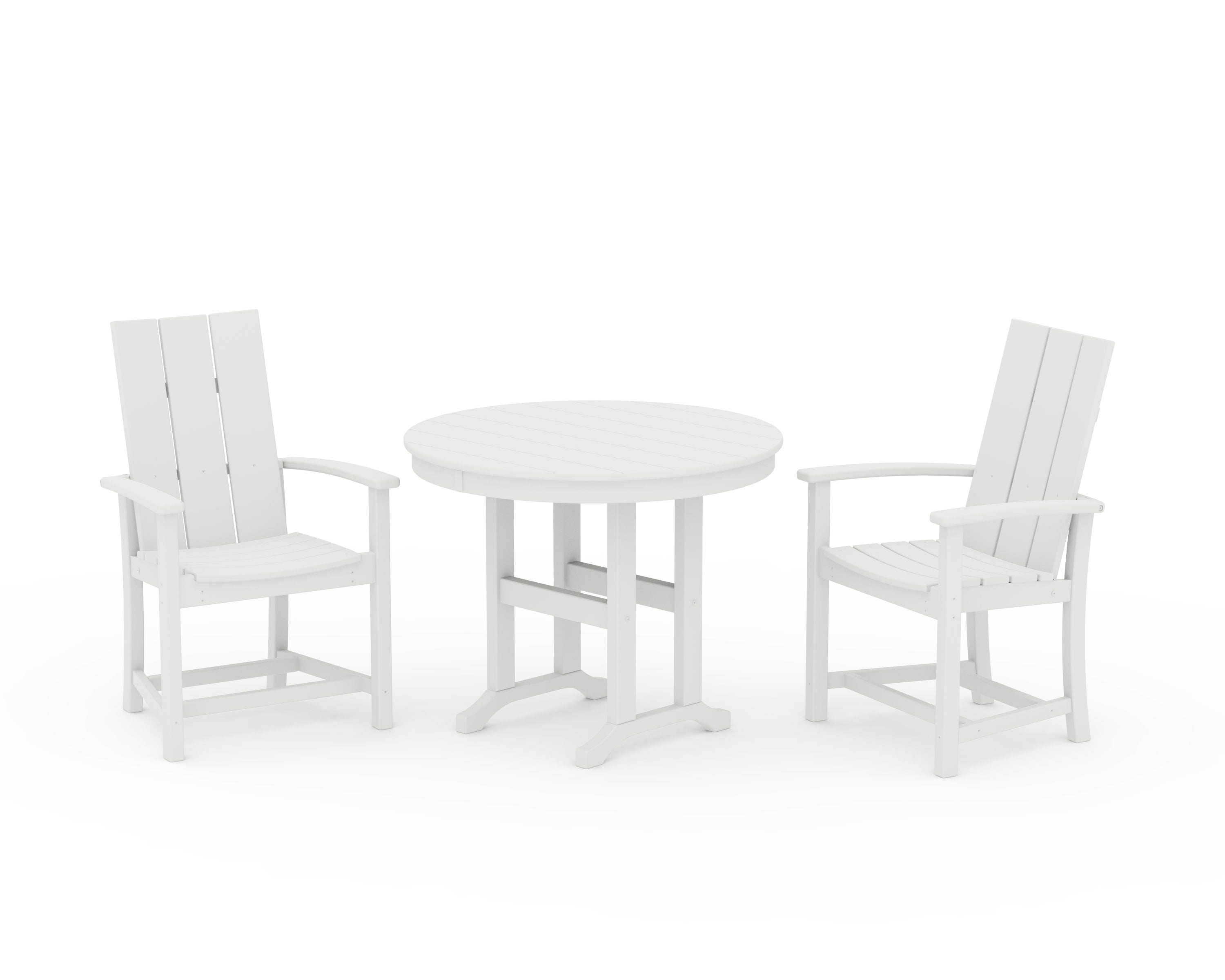 Modern Adirondack 3-Piece Round Farmhouse Dining Set in White