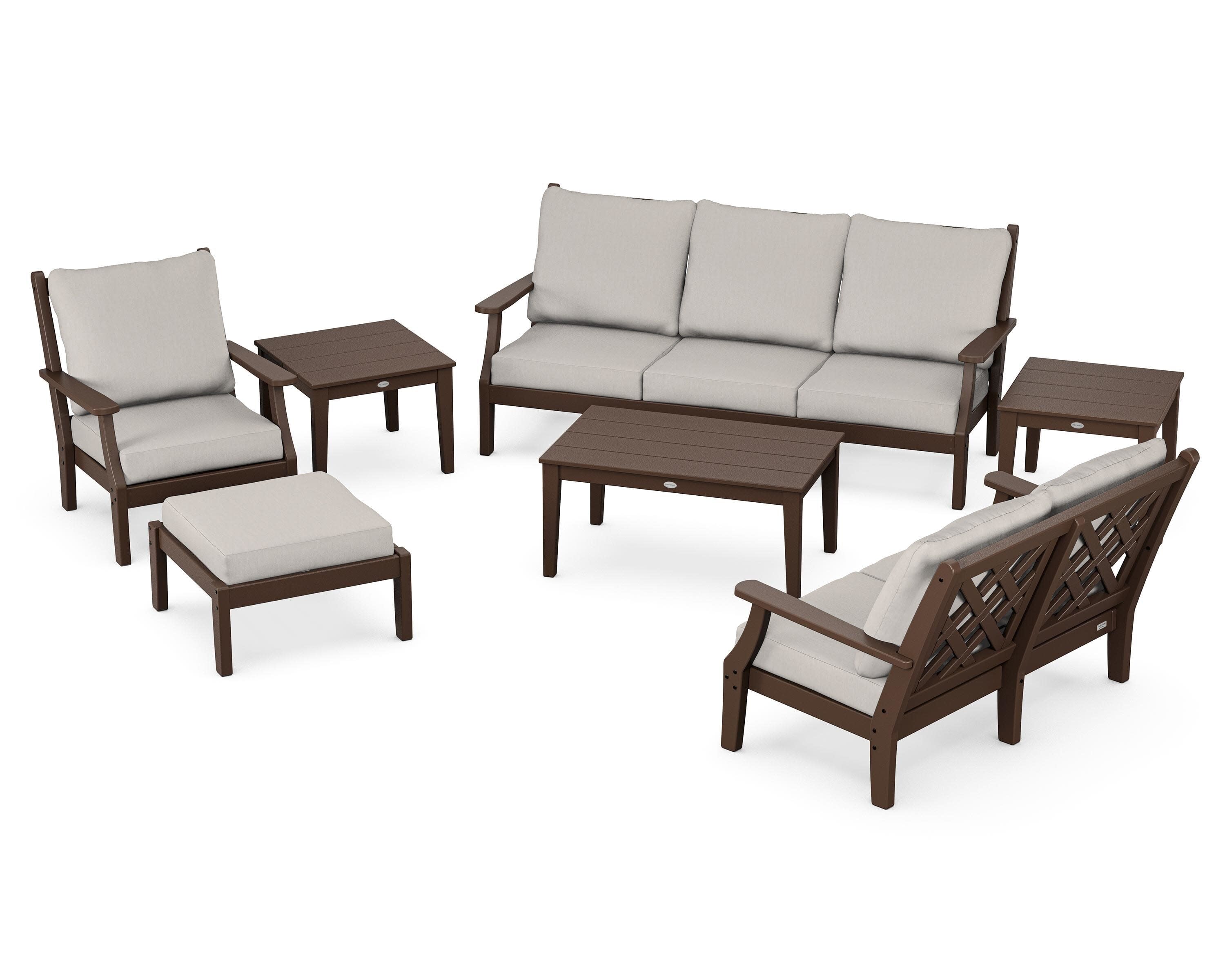 Wovendale 7-Piece Deep Seating Set in Mahogany / Cast Ash