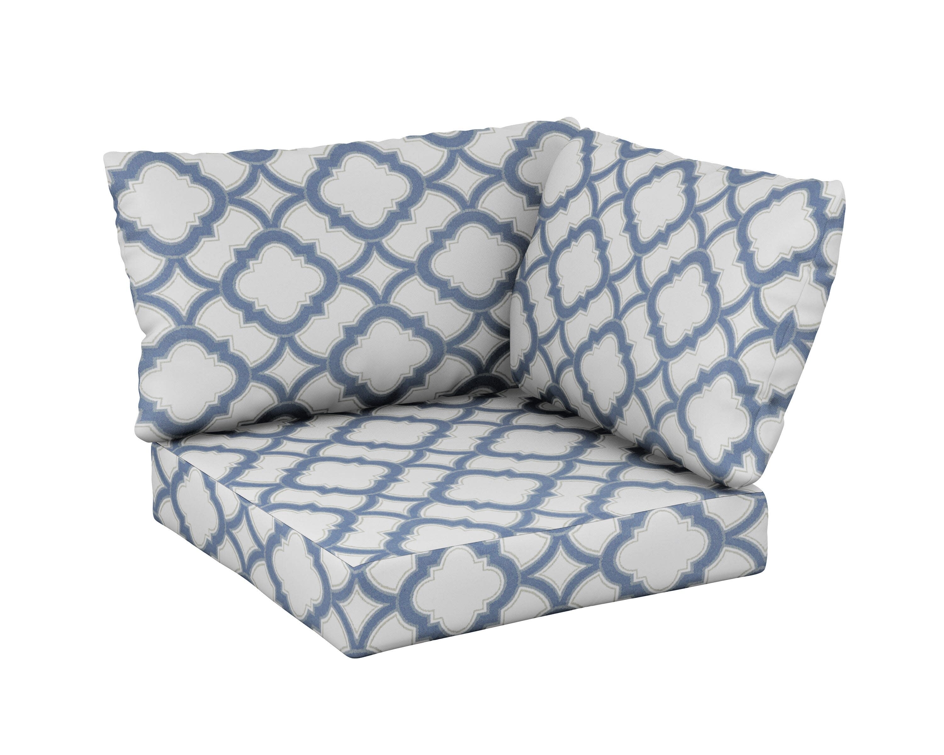 Modular Corner Cushion Set in Trellis Sky Blue
