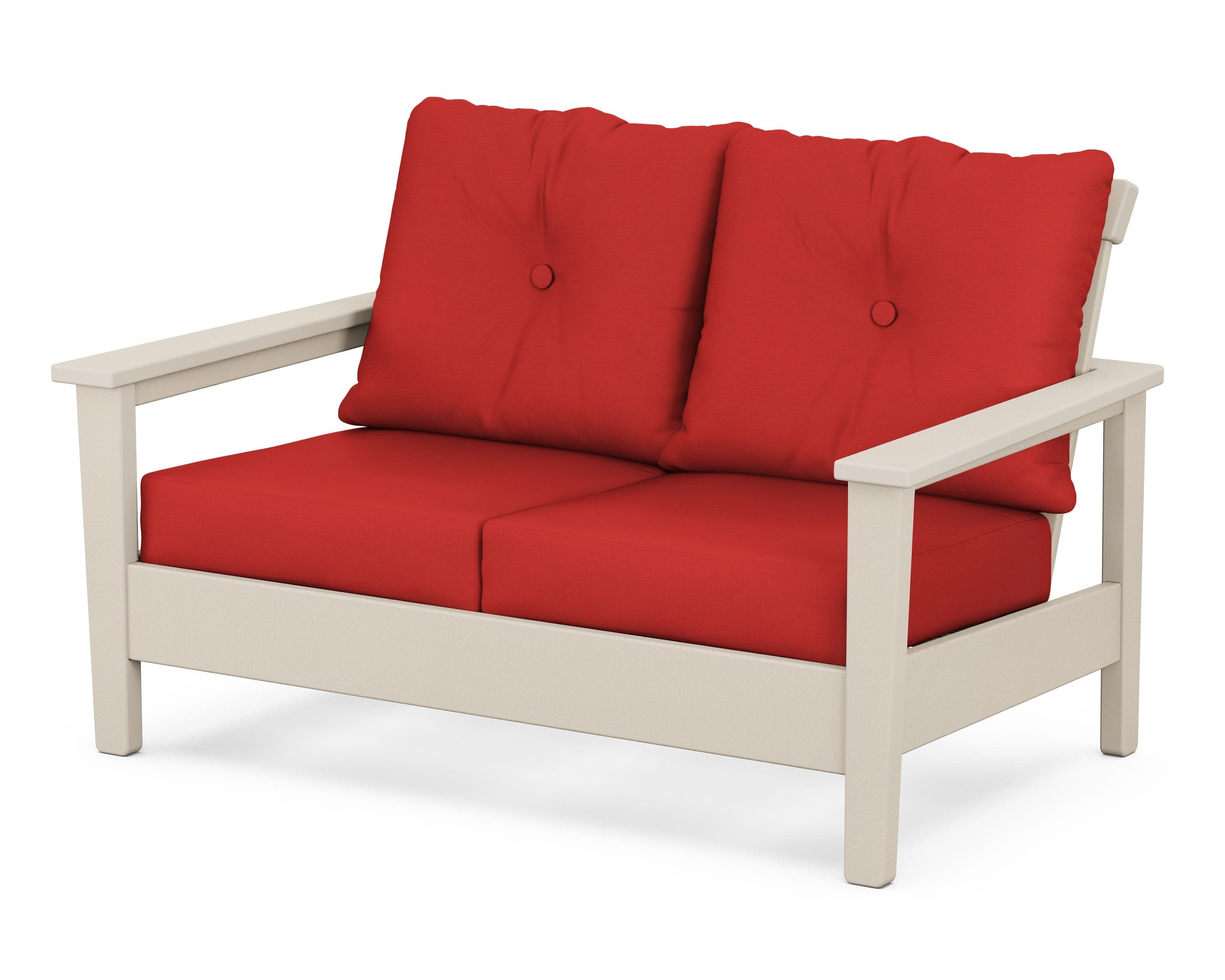 Prescott Deep Seating Loveseat in Sand / Crimson Linen