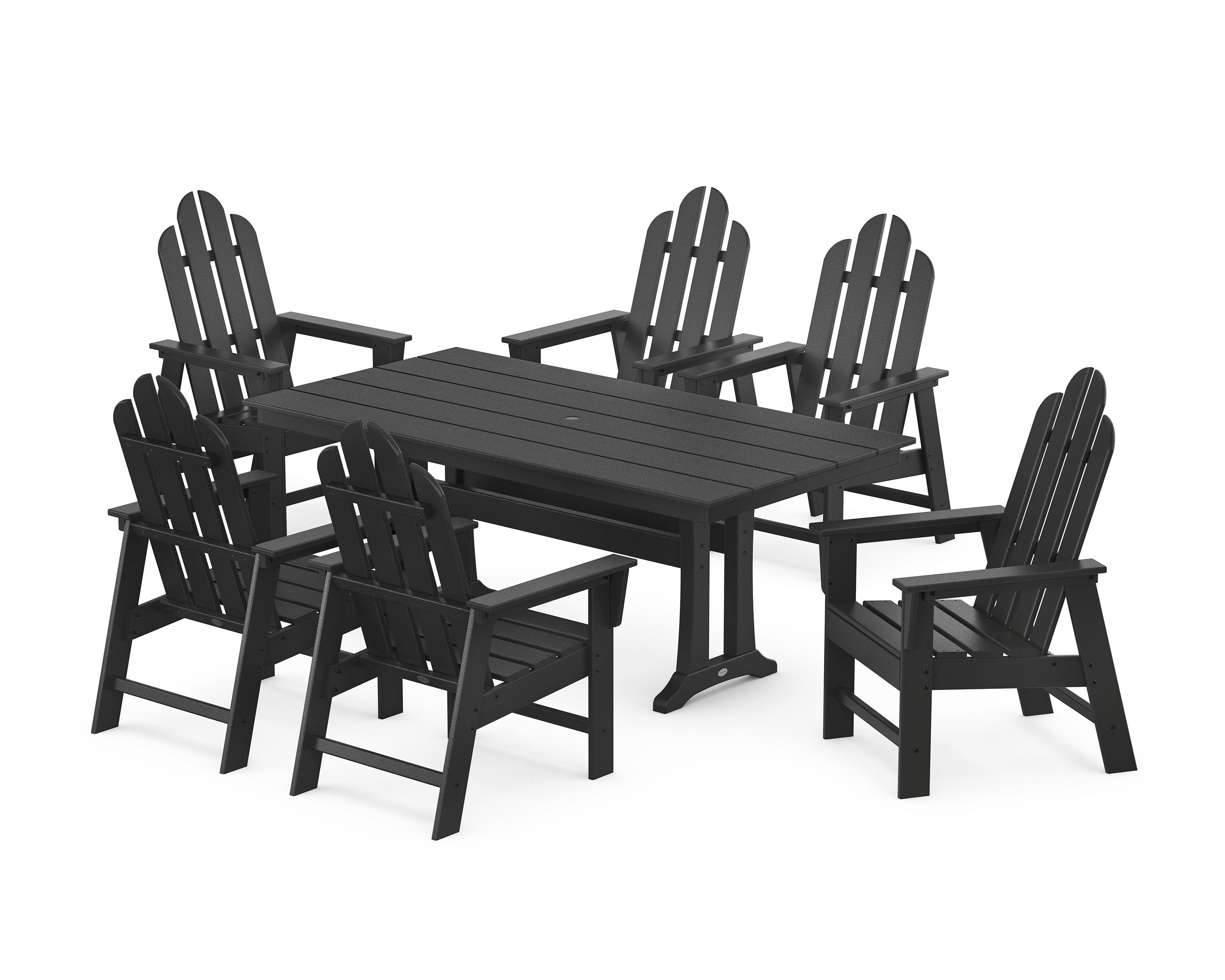 Long Island 7-Piece Farmhouse Dining Set with Trestle Legs in Black