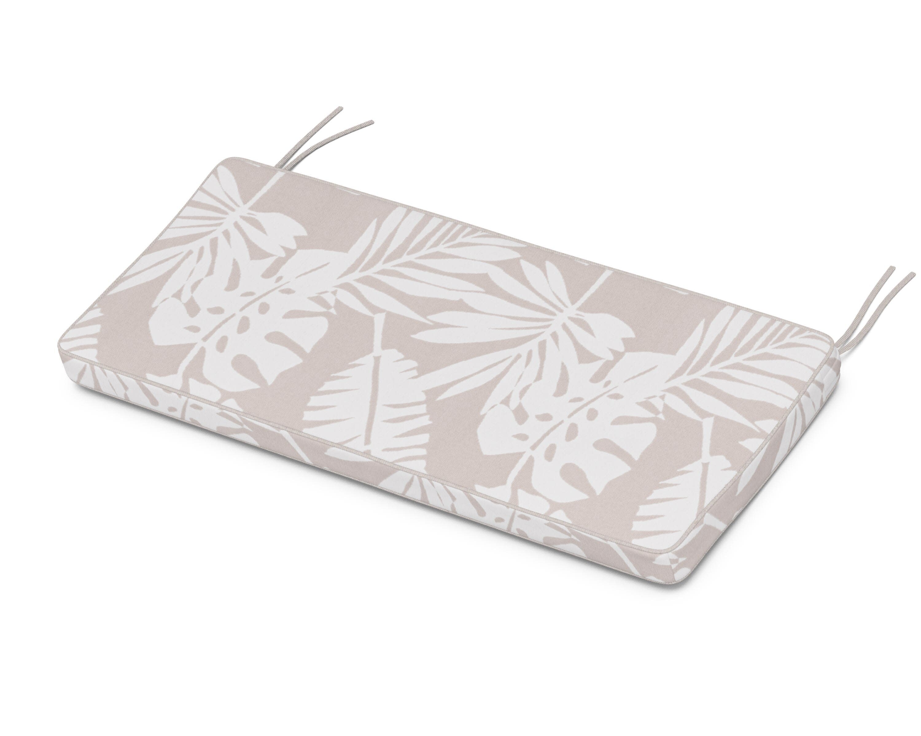 Chinoiserie Bench Seat Cushion in Leaf Dune Burlap