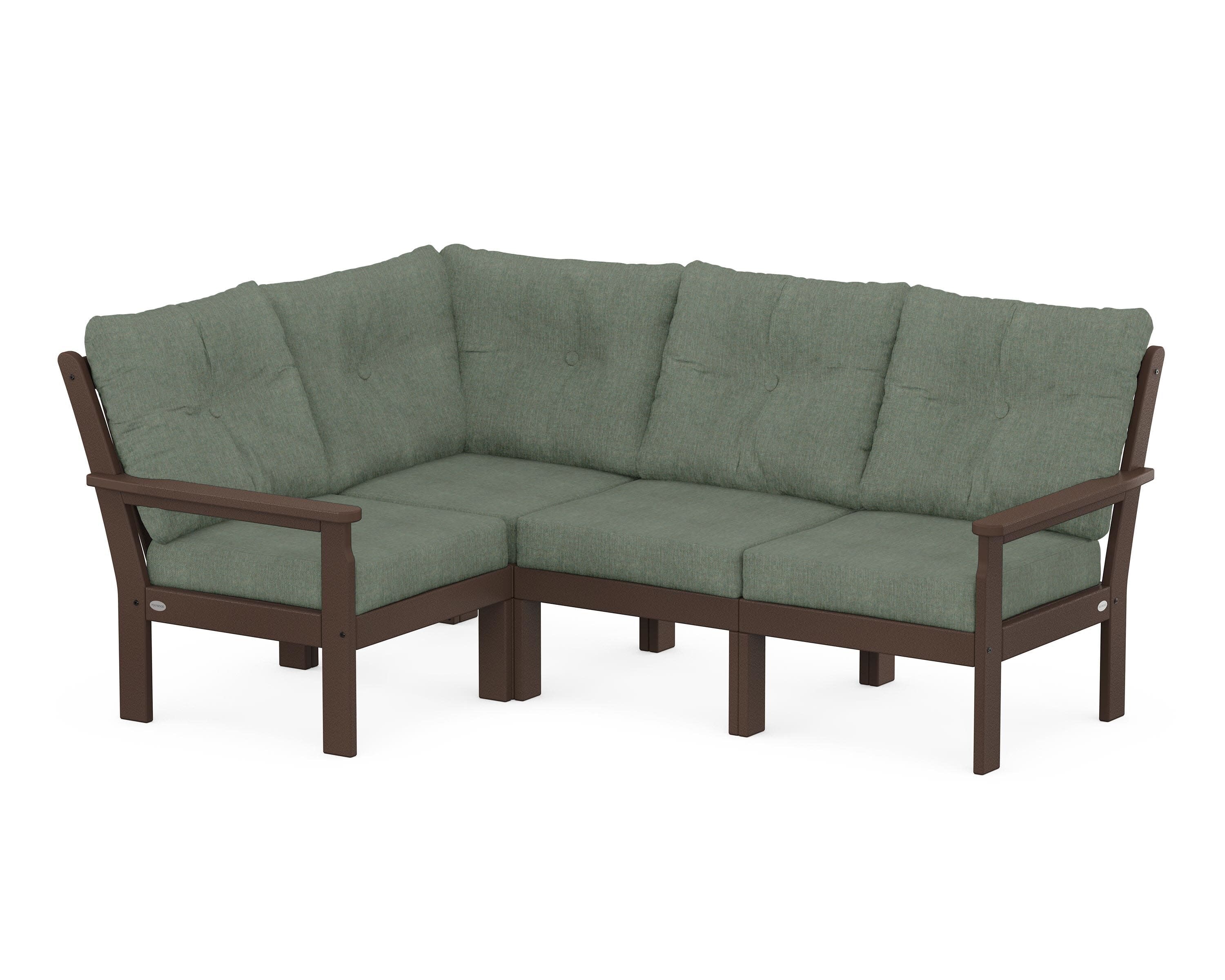 Vineyard 4-Piece Sectional in Mahogany / Cast Sage