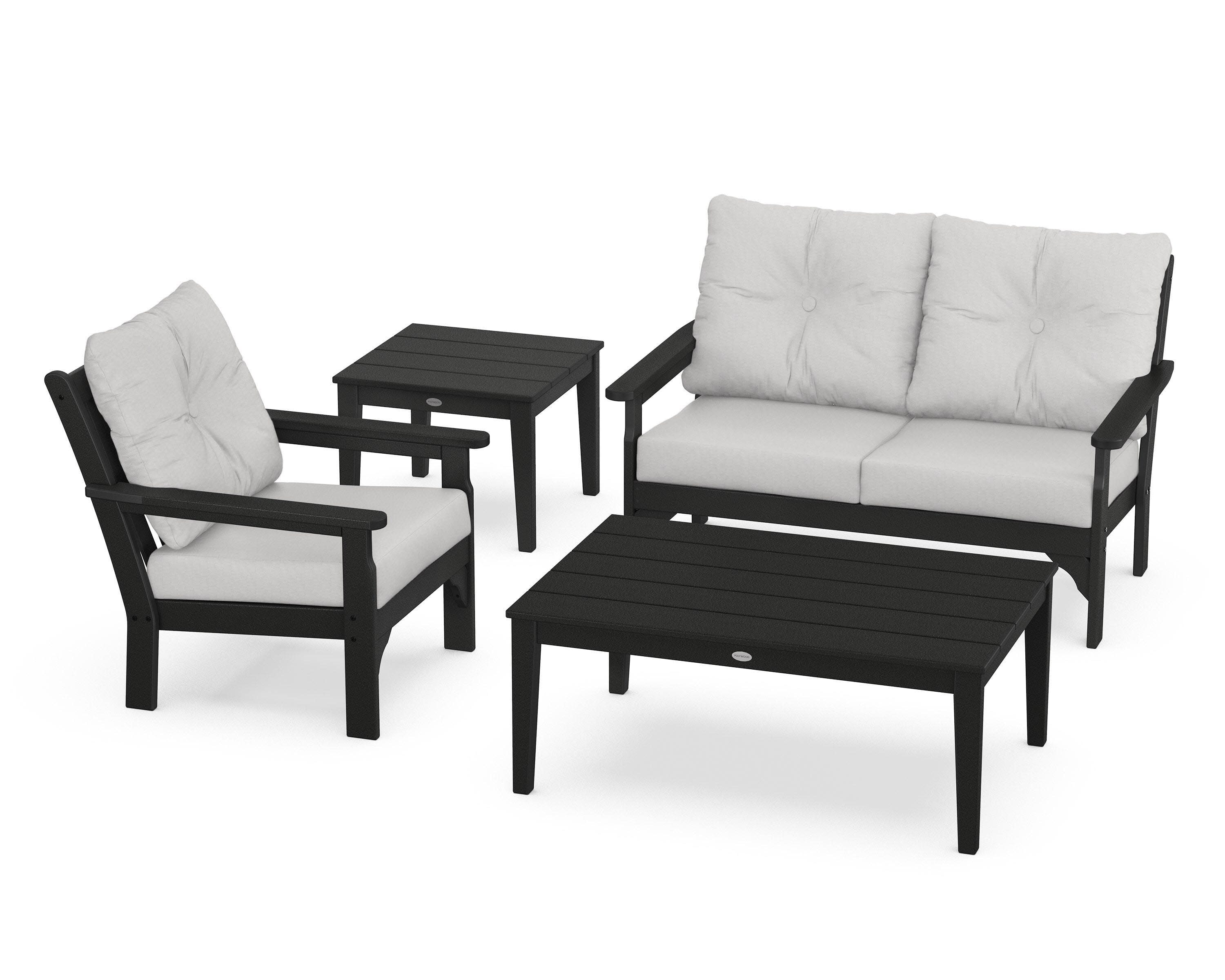 Vineyard 4-Piece Deep Seating Set in Black / Diamond in the Rough