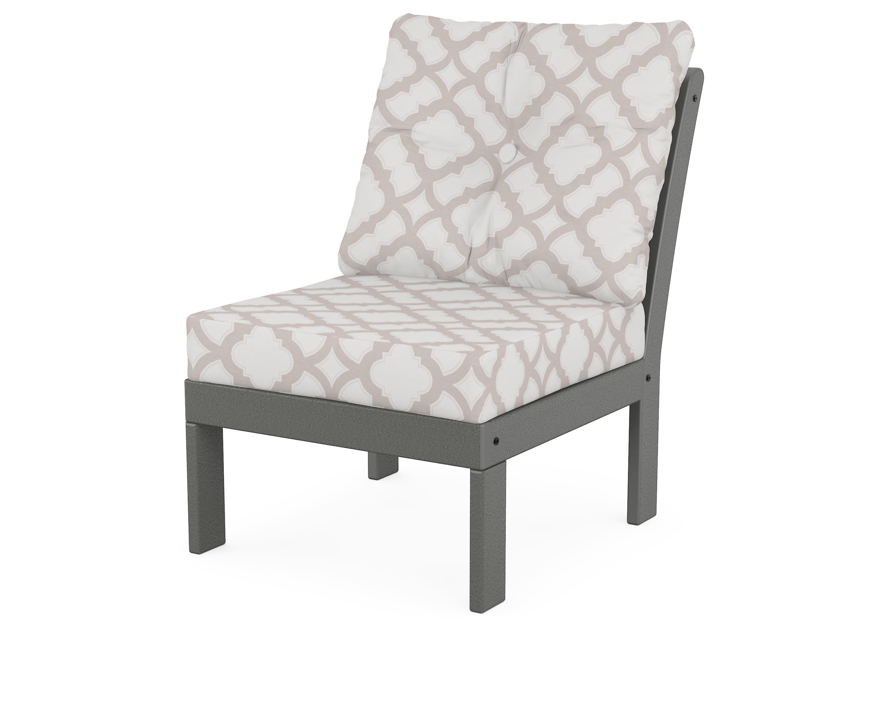 Vineyard Modular Armless Chair in Slate Grey / Trellis Dune Burlap