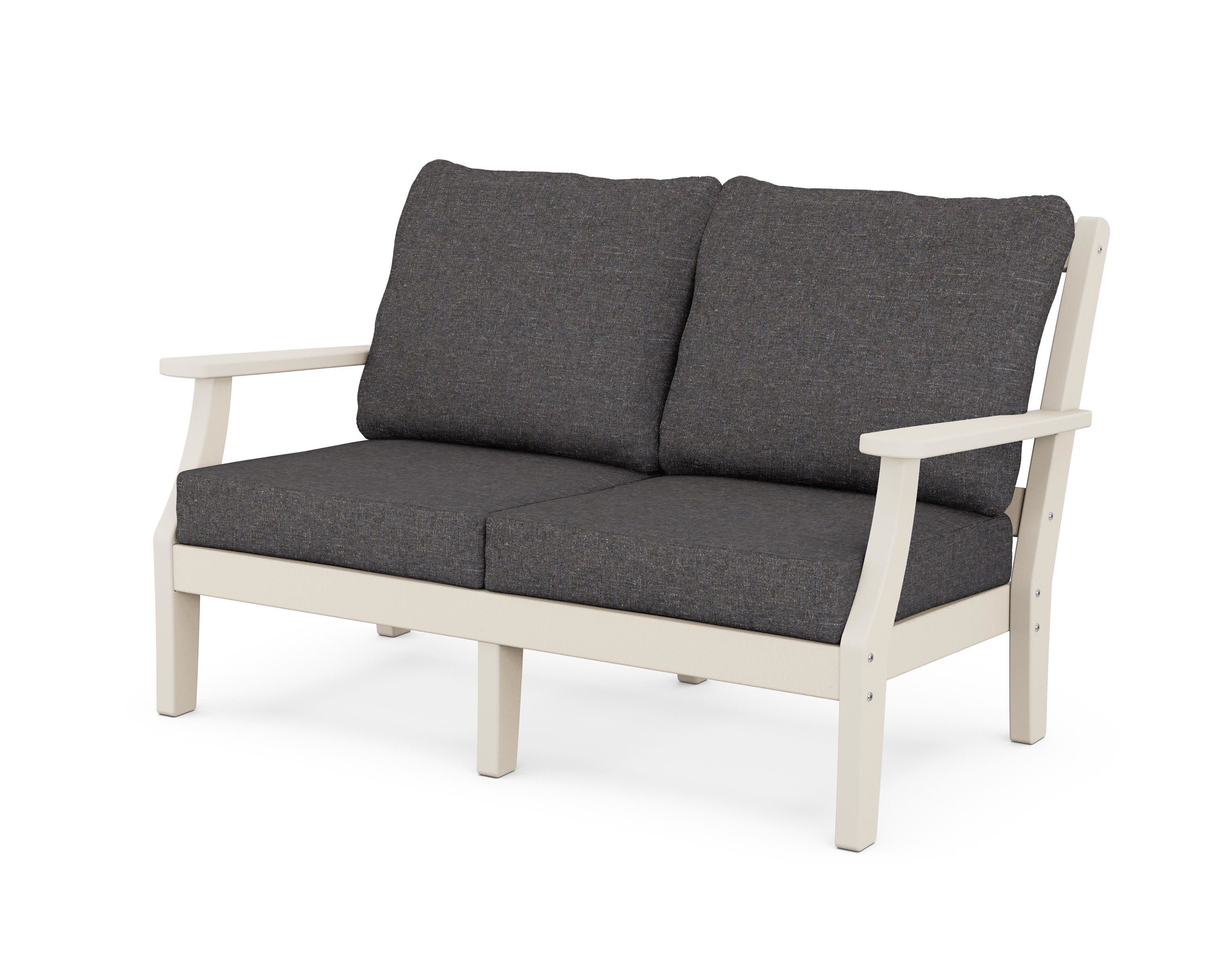 Chinoiserie Deep Seating Loveseat in Sand / Ash Charcoal