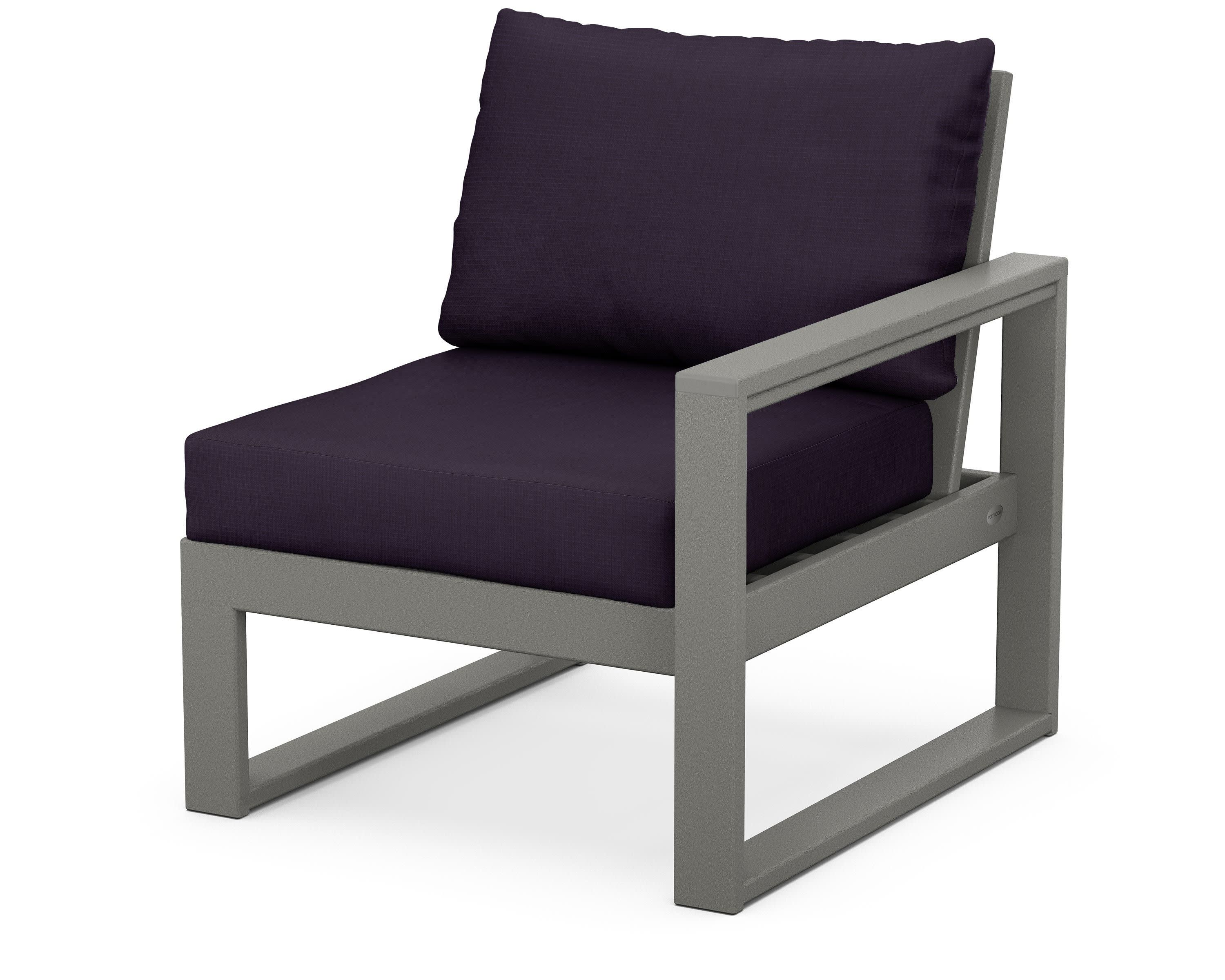 EDGE Modular Right Arm Chair in Slate Grey / Navy Linen
