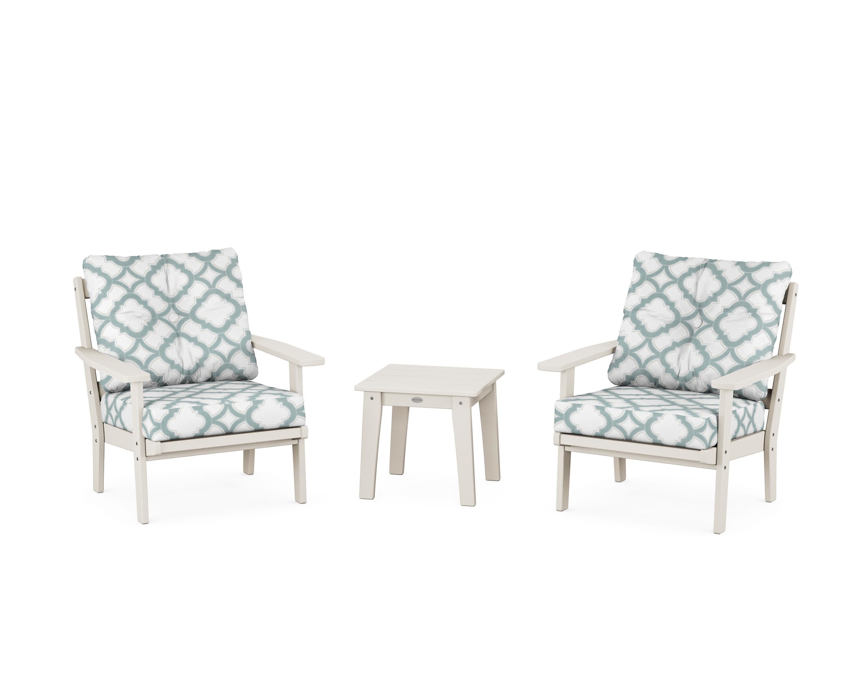Prairie 3-Piece Deep Seating Set in Sand / Trellis Glacier Spa