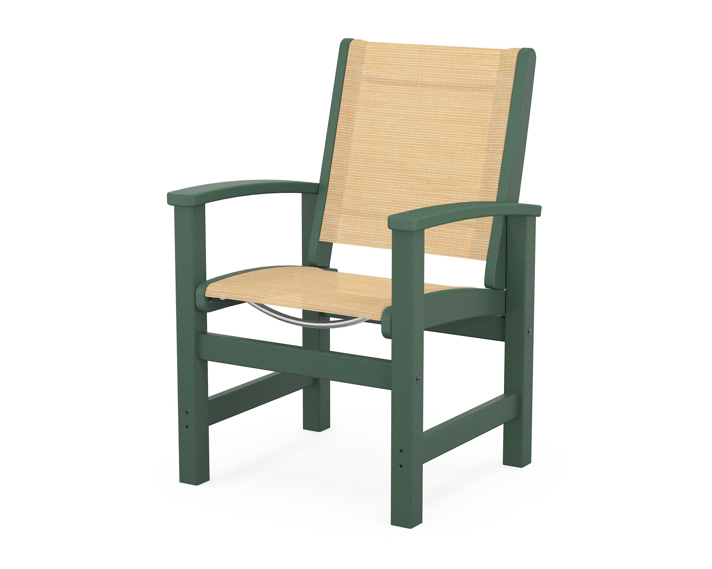 Coastal Dining Chair in Green / Dupioni Apricot Sling