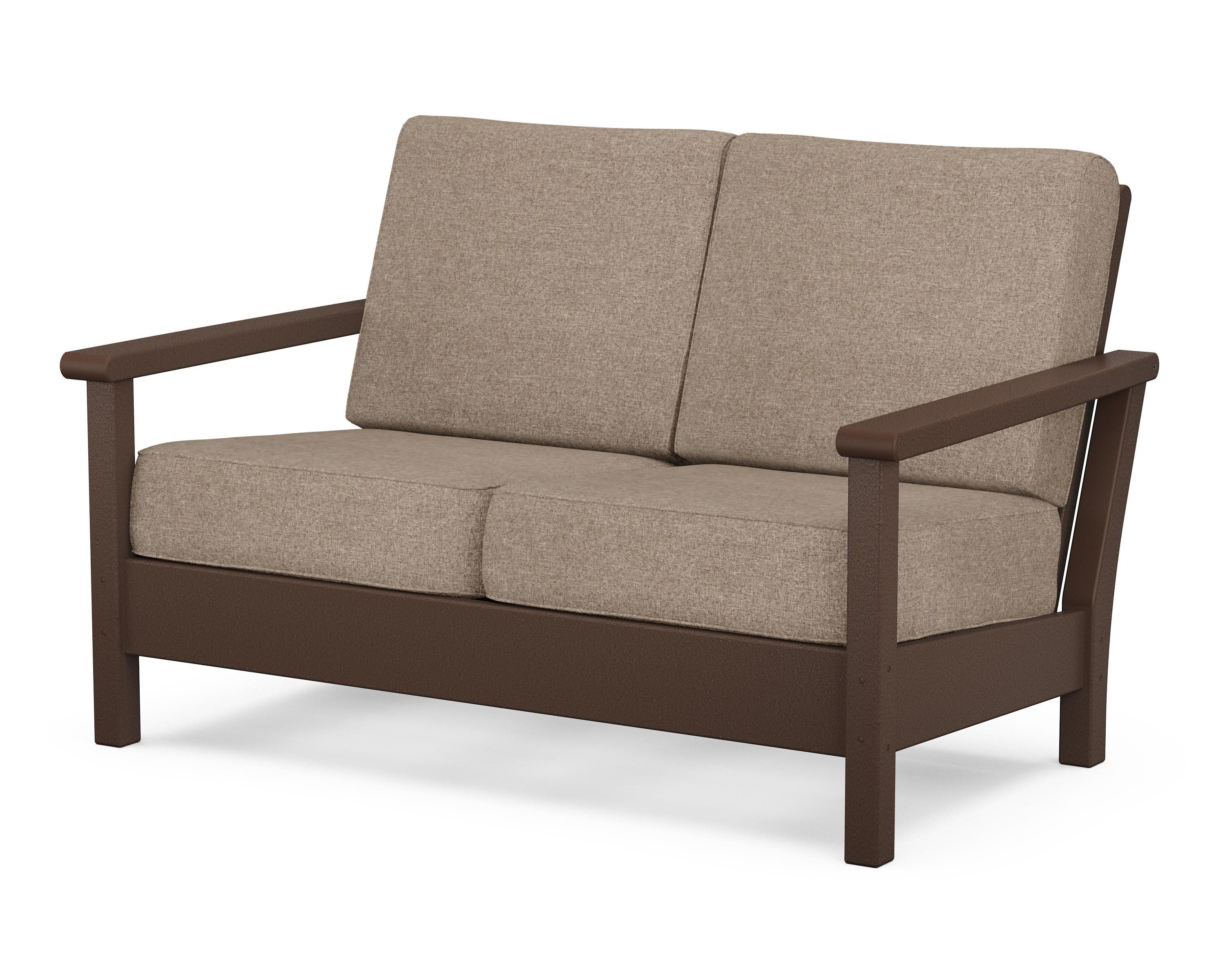 Harbour Deep Seating Loveseat in Mahogany / Spiced Burlap