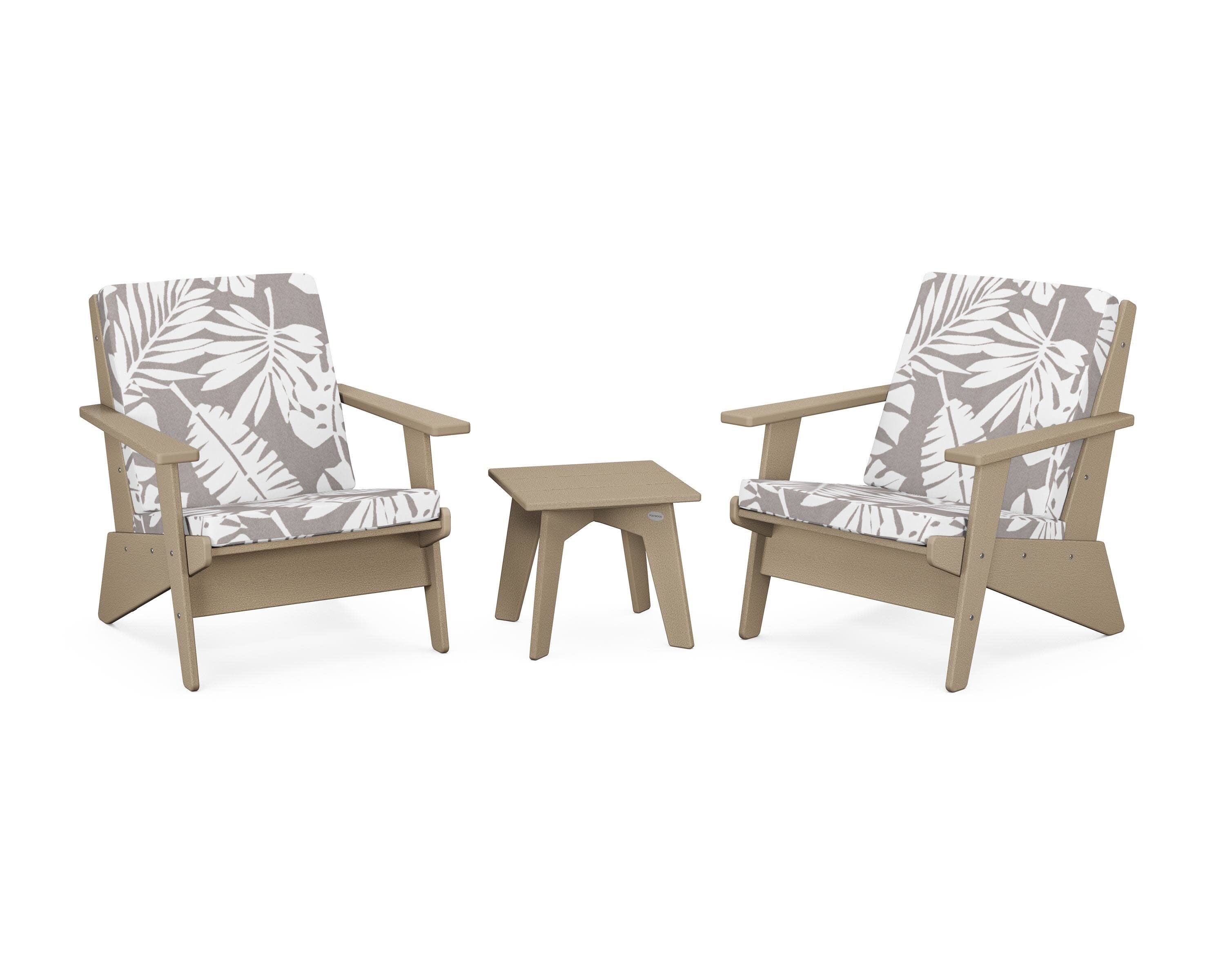 Riviera Modern Lounge 3-Piece Set in Vintage Sahara / Leaf Grey Mist