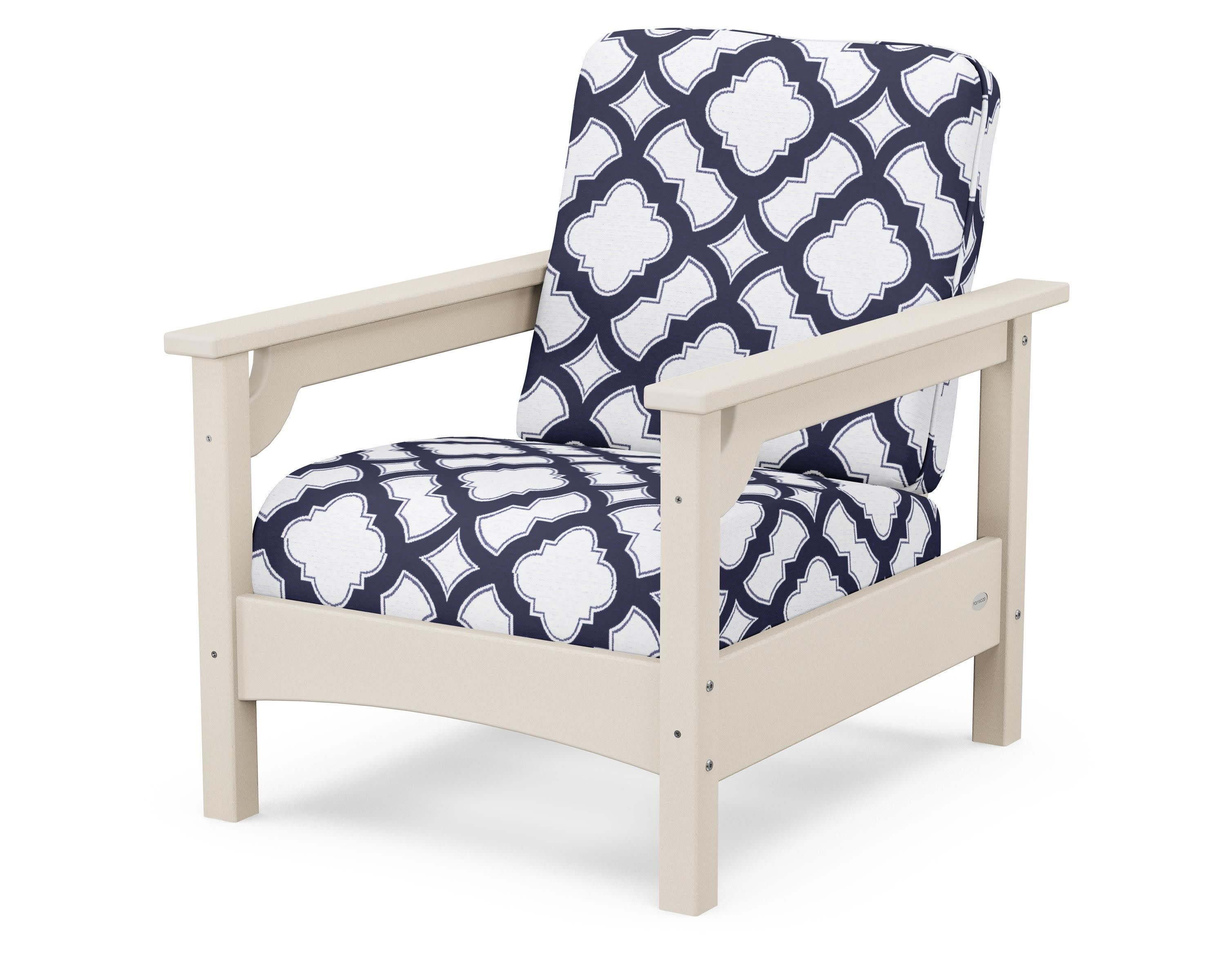 Club Chair in Sand / Trellis Navy