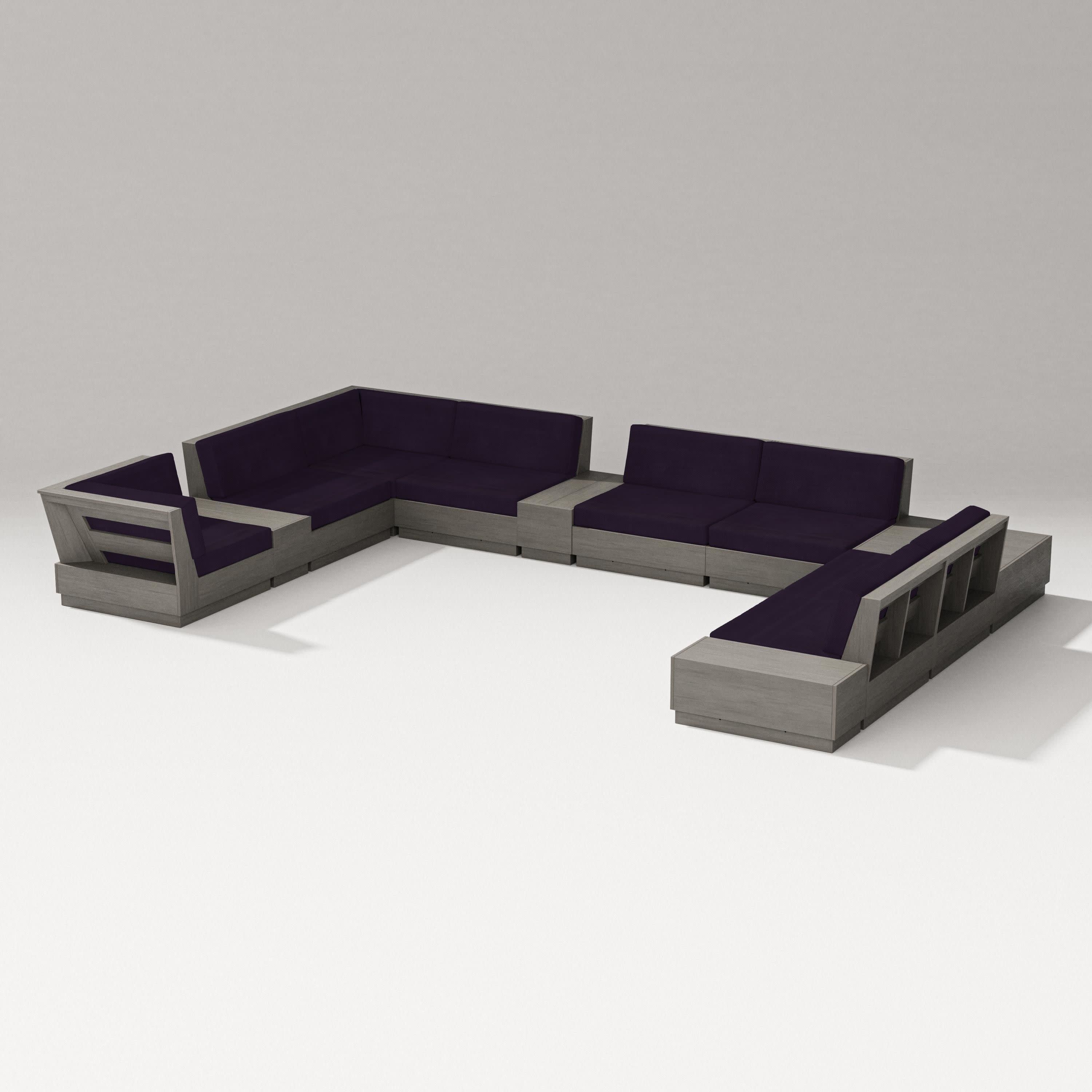 Elevate 12-Piece Conversation Sectional Set in Driftwood / Navy Linen