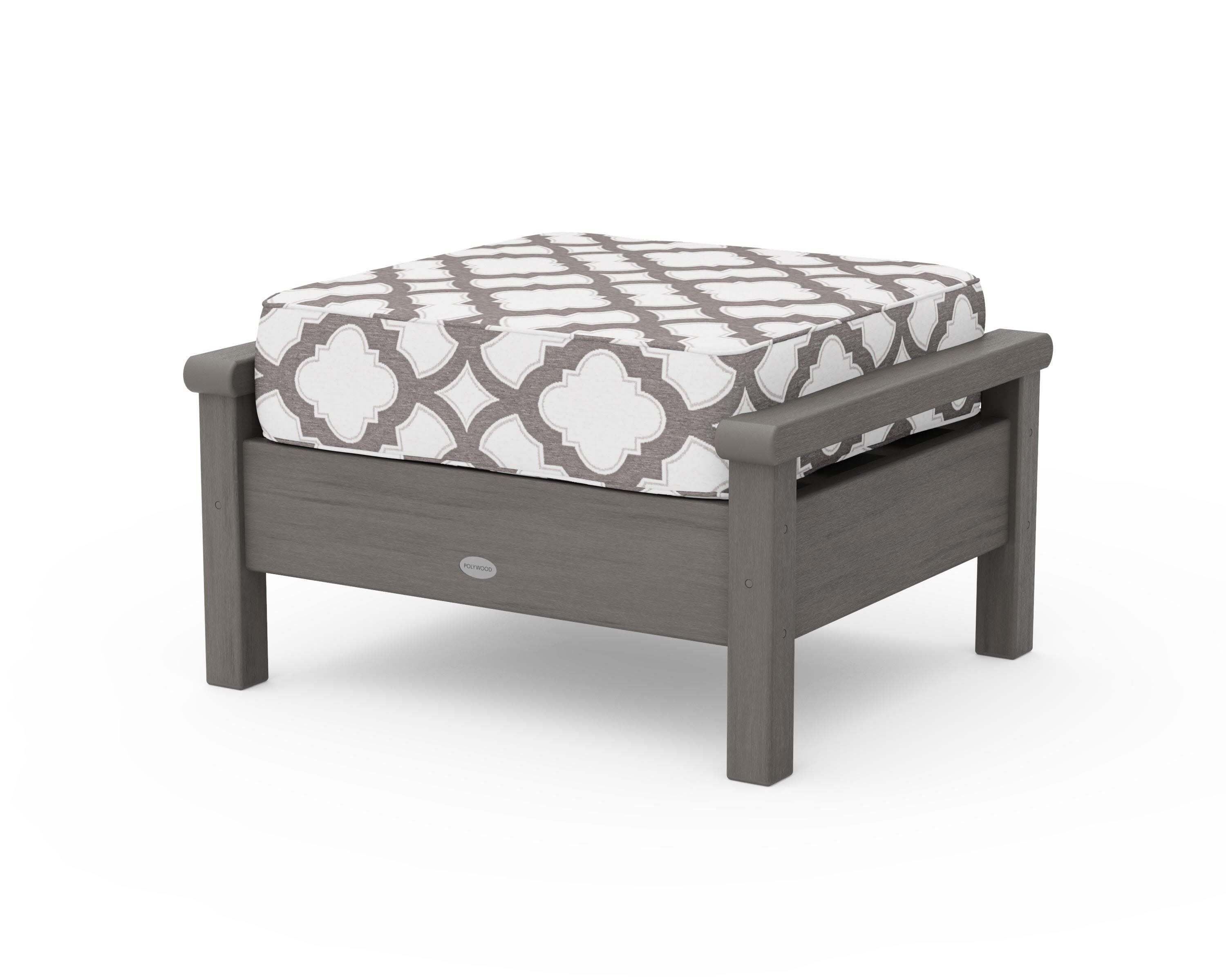 Harbour Deep Seating Ottoman in Driftwood / Trellis Grey Mist