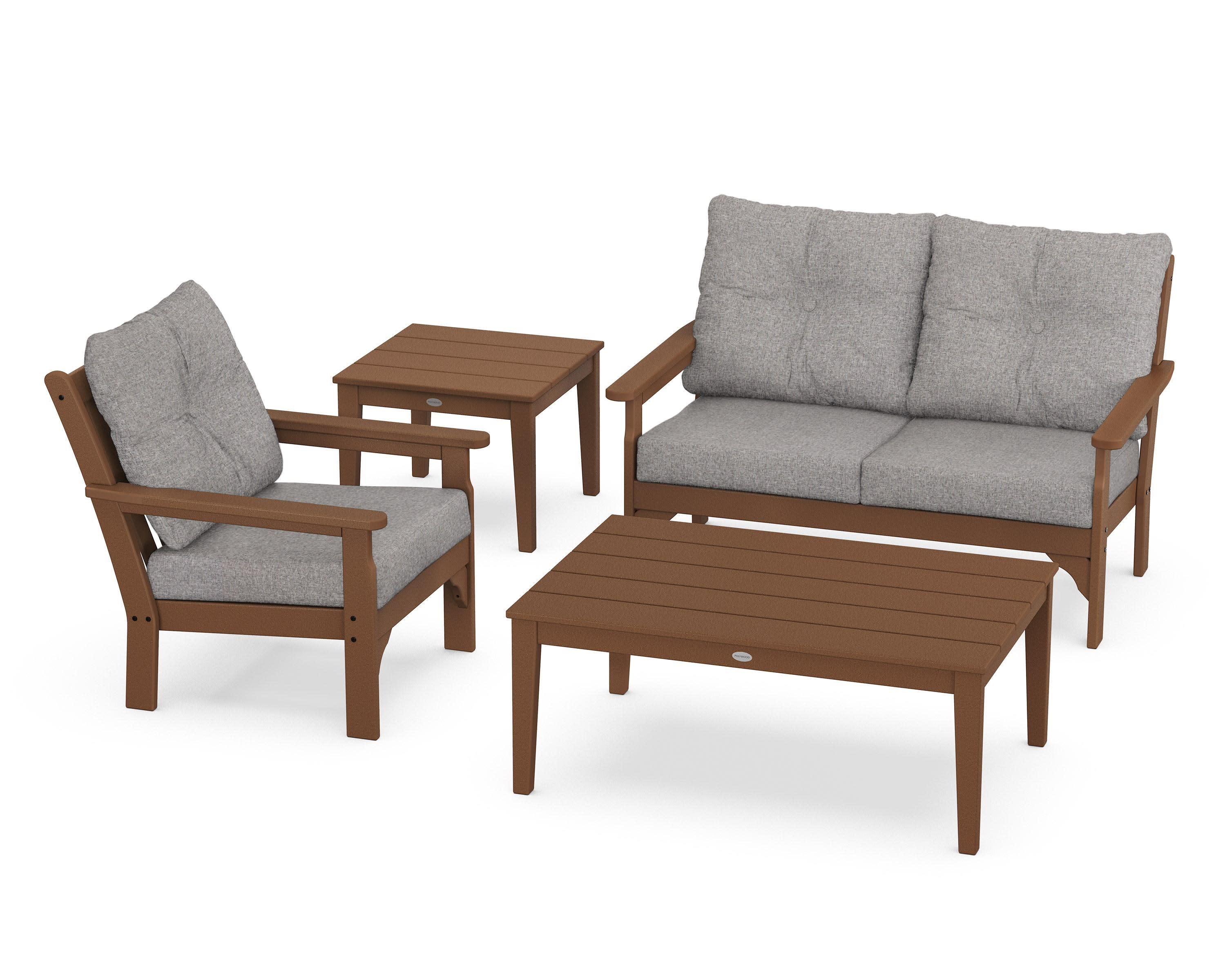 Vineyard 4-Piece Deep Seating Set in Teak / Grey Mist