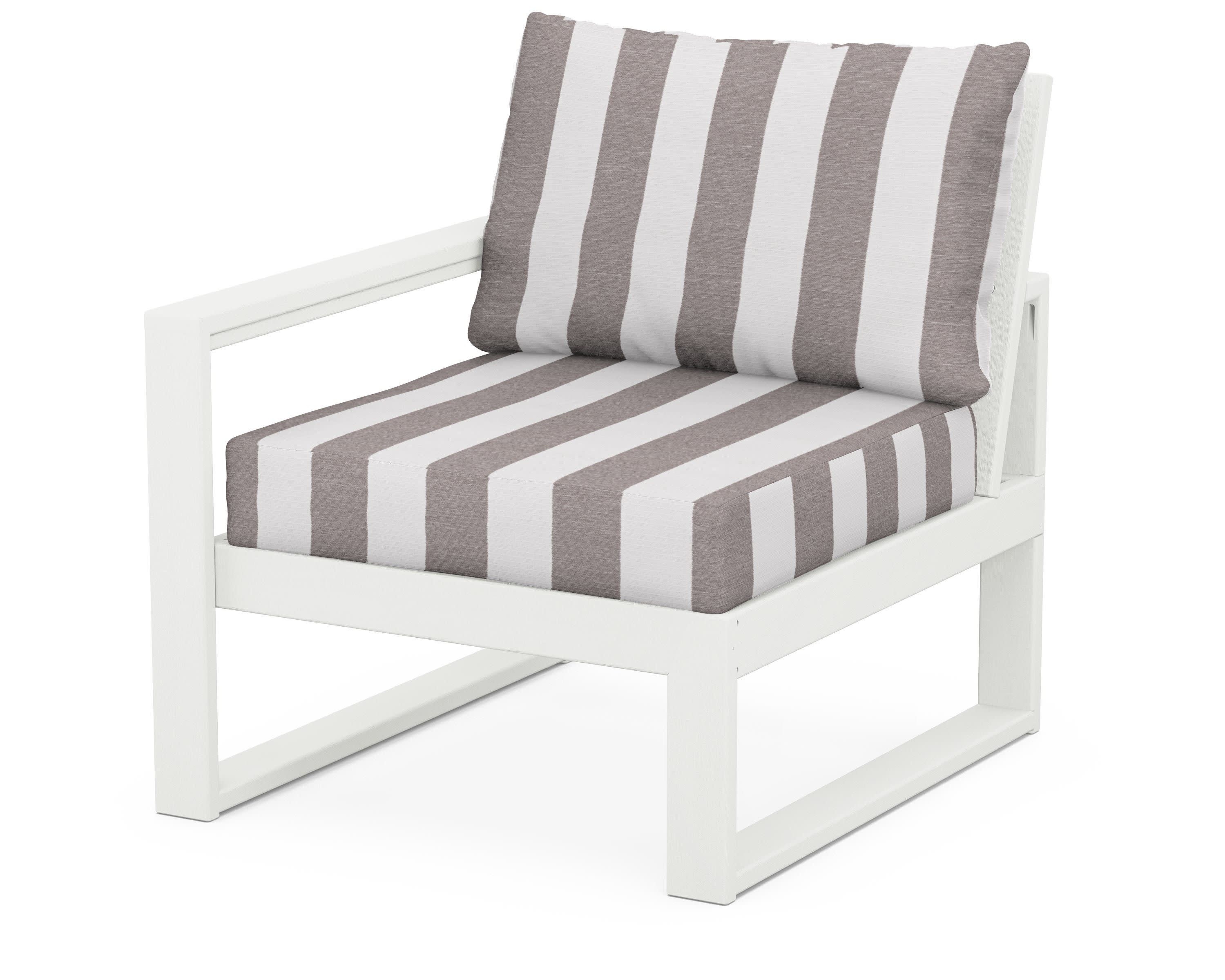 EDGE Modular Left Arm Chair in Vintage White / Cabana Stripe Grey Mist
