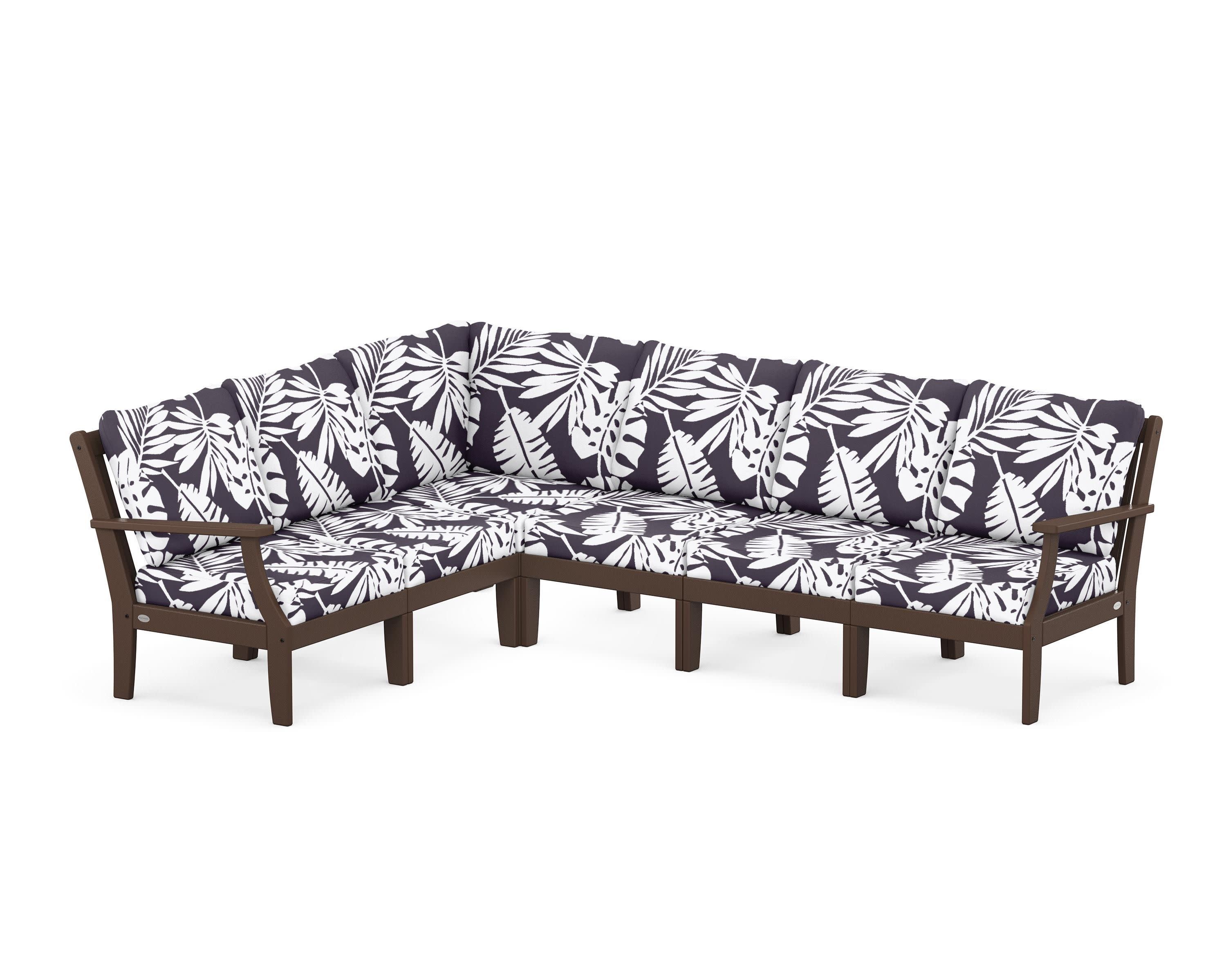 Braxton Modular 6-Piece Deep Seating Set in Mahogany / Leaf Navy