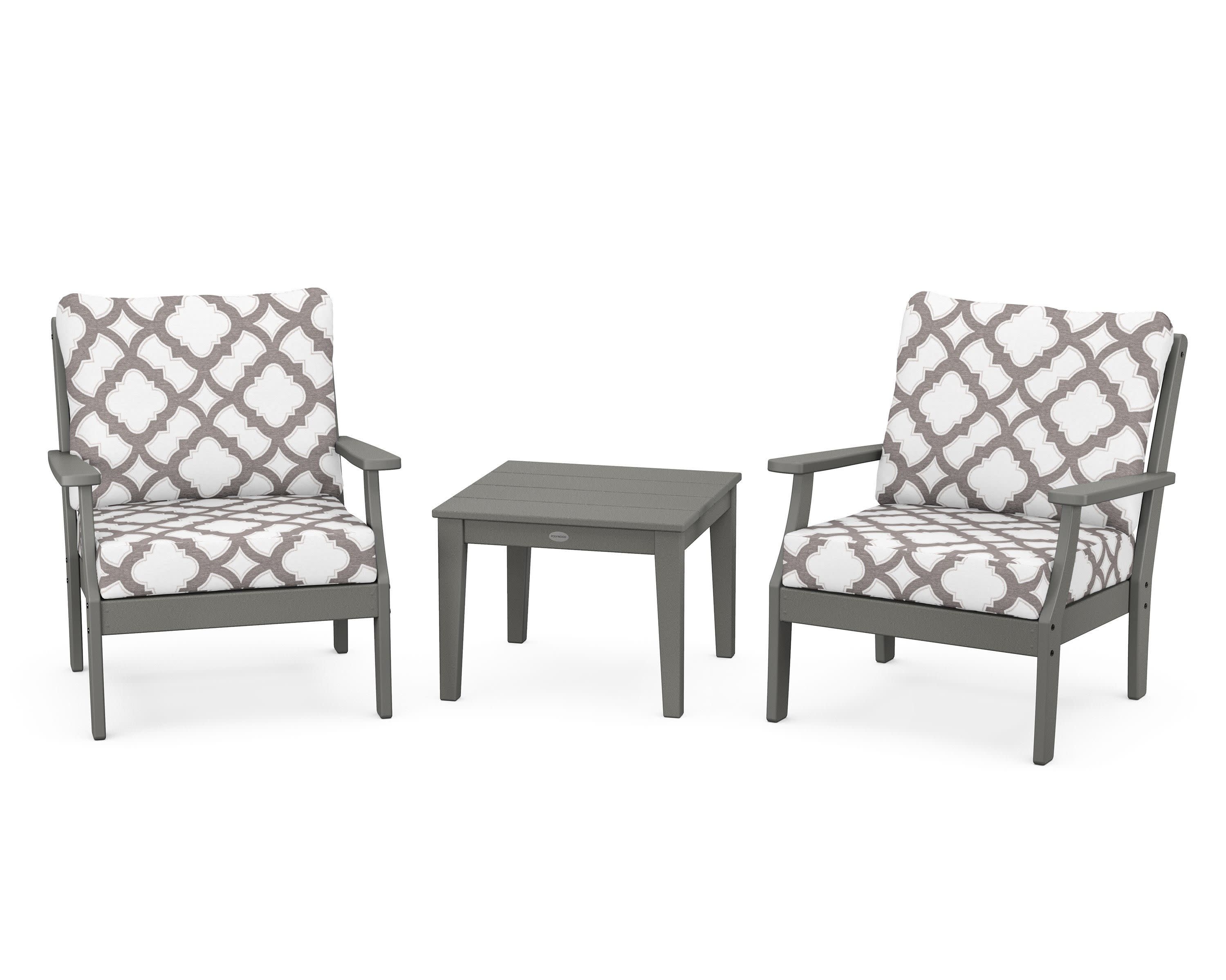 Braxton 3-Piece Deep Seating Set in Slate Grey / Trellis Grey Mist