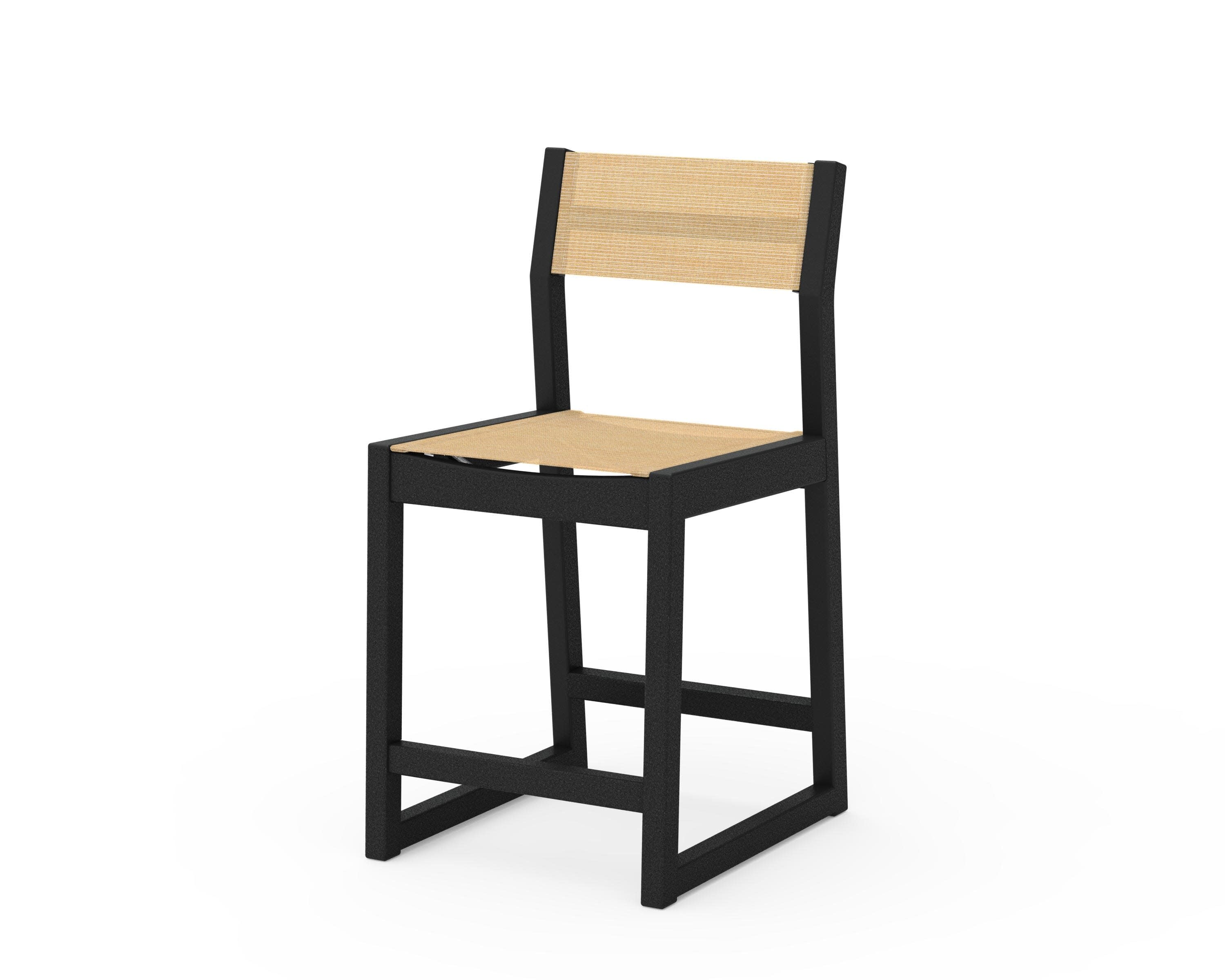 EDGE Sling Counter Side Chair in Black / Dupioni Apricot Sling