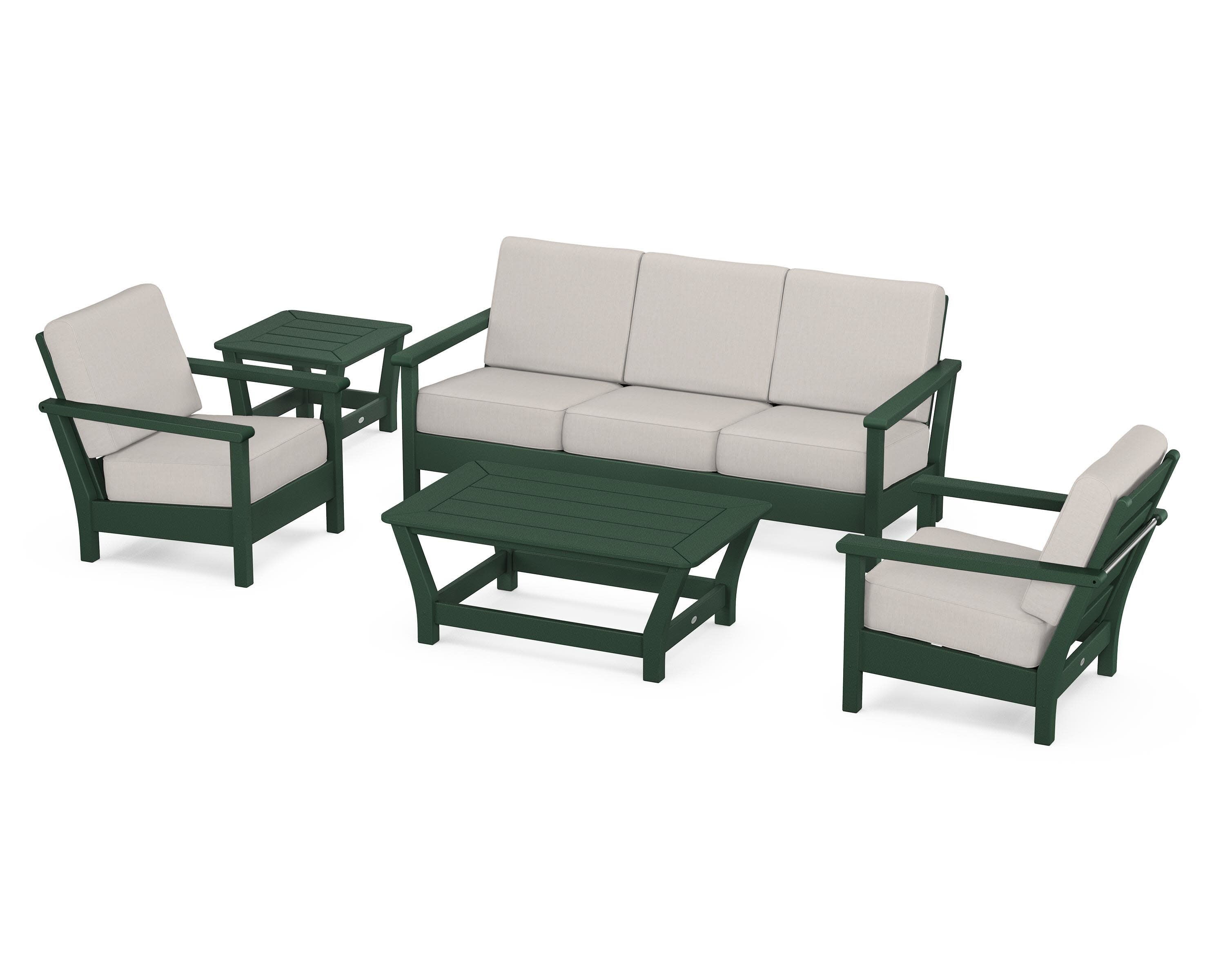 Harbour 5-Piece Deep Seating Set in Green / Cast Ash
