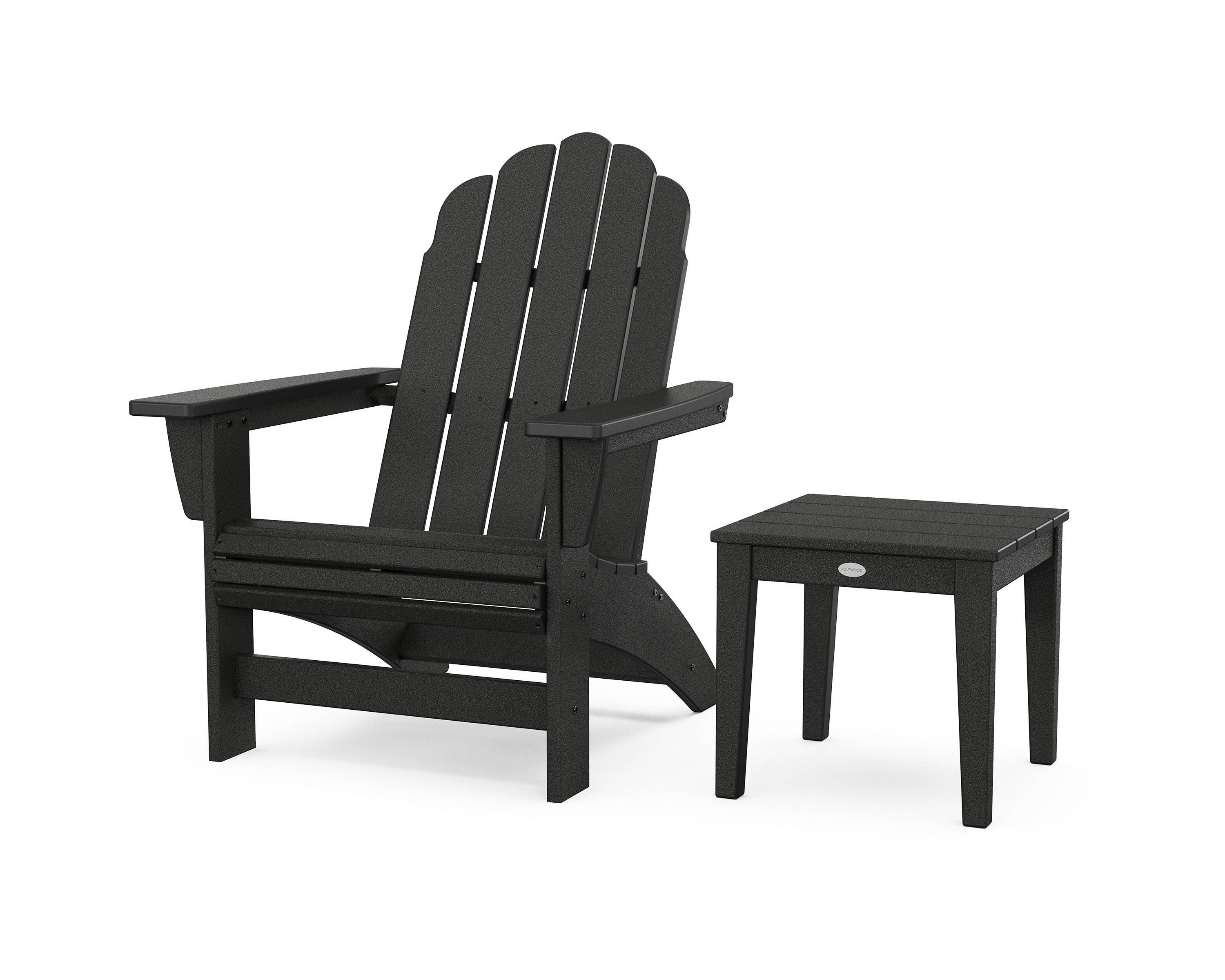 Vineyard Grand Adirondack Chair with Side Table in Black