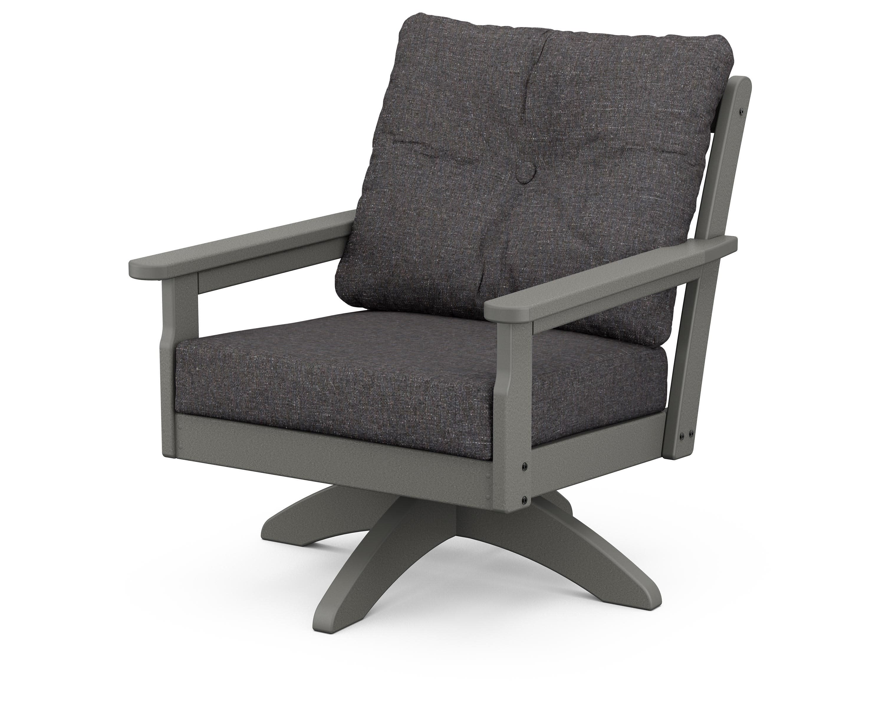 Vineyard Deep Seating Swivel Chair in Slate Grey / Ash Charcoal