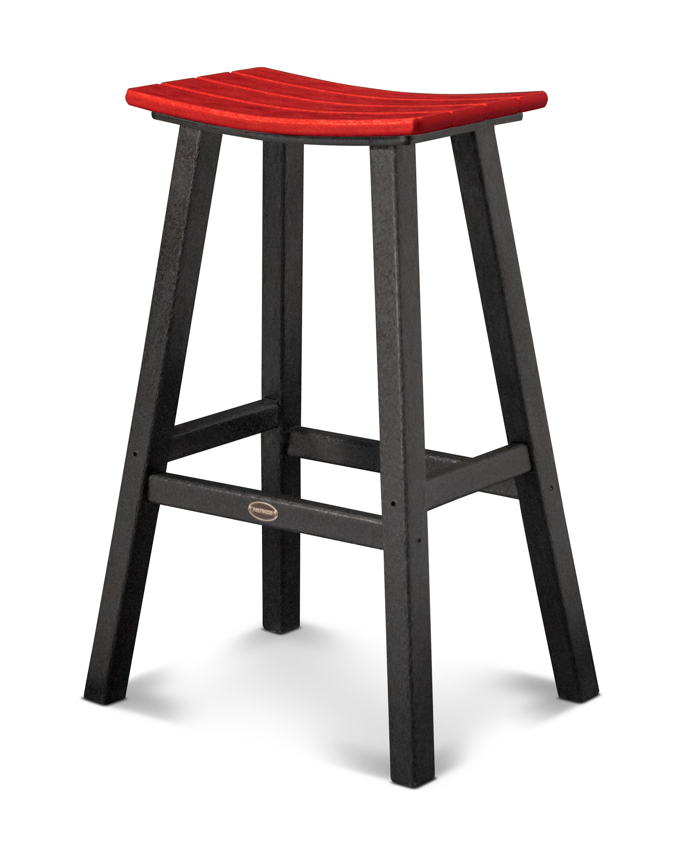 Contempo 30" Saddle Bar Stool in Black / Sunset Red