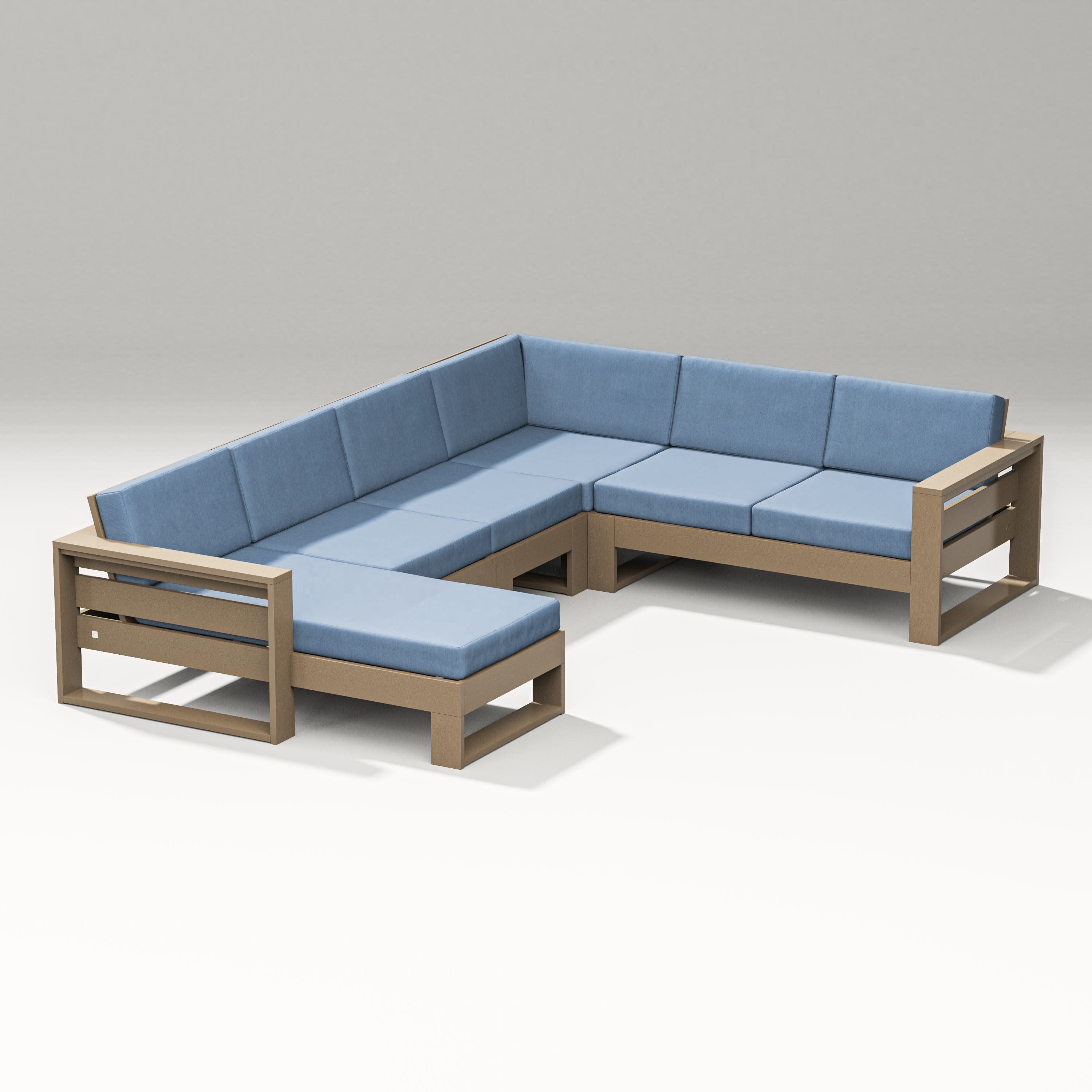Latitude Corner Sectional with Left Chaise in Vintage Sahara / Sky Blue