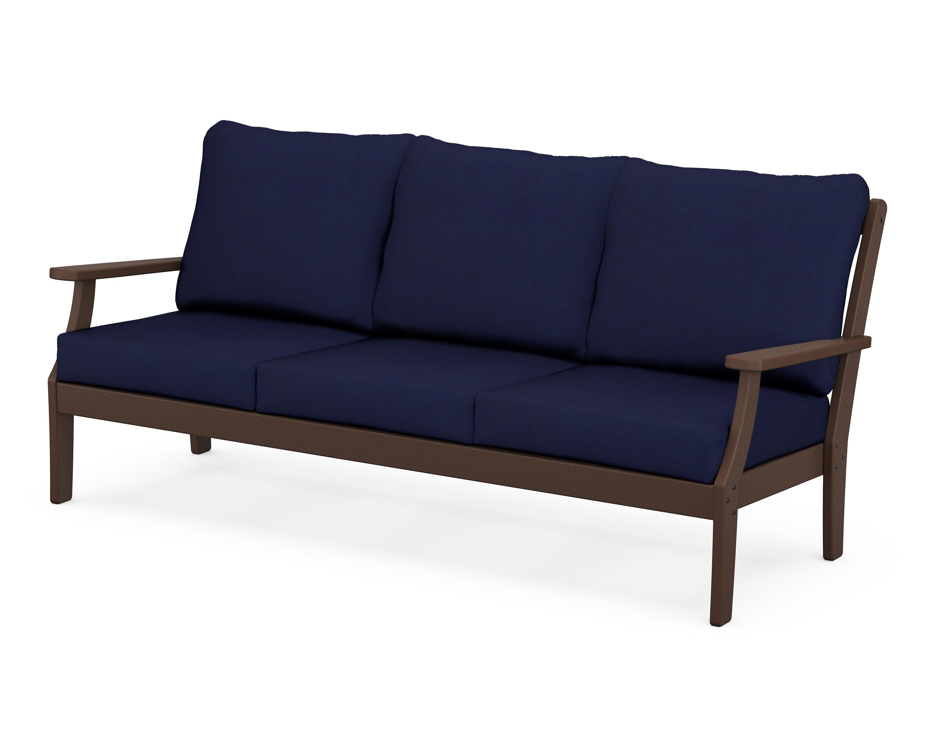 Braxton Deep Seating Sofa in Mahogany / Navy