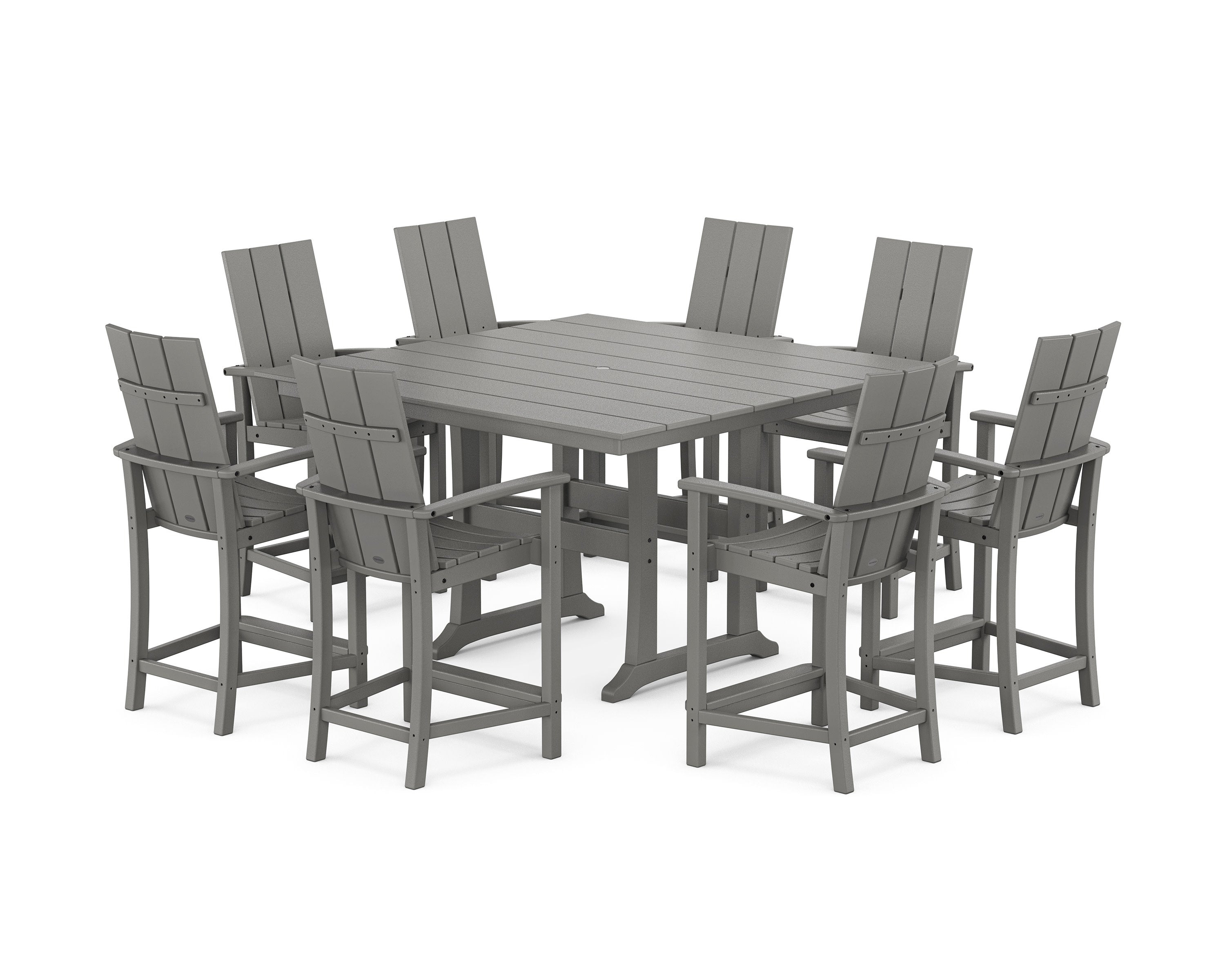 Modern Adirondack 9-Piece Farmhouse Trestle Counter Set in Slate Grey