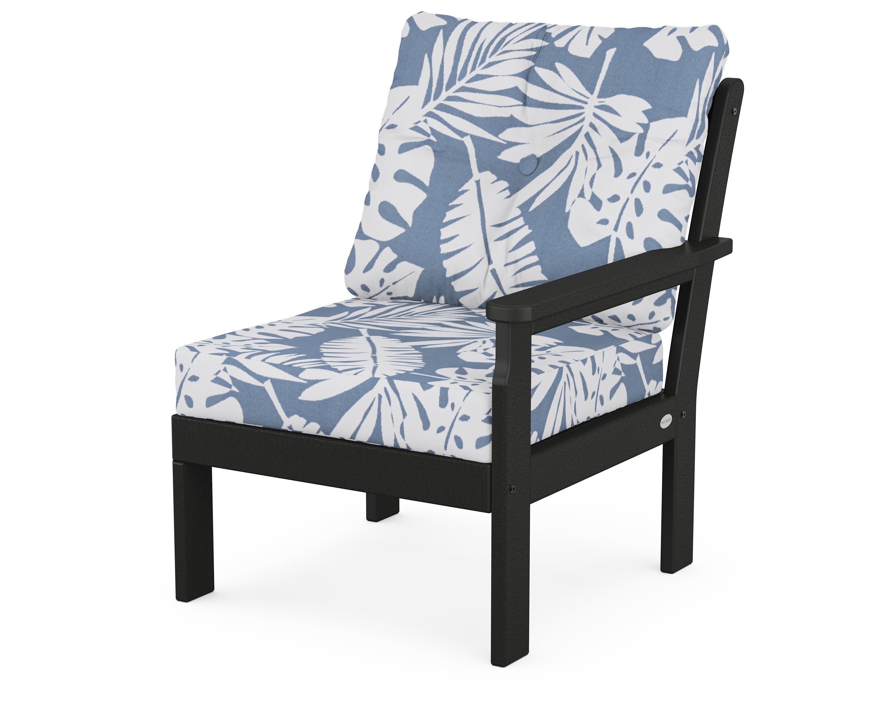 Vineyard Modular Right Arm Chair in Black / Leaf Sky Blue