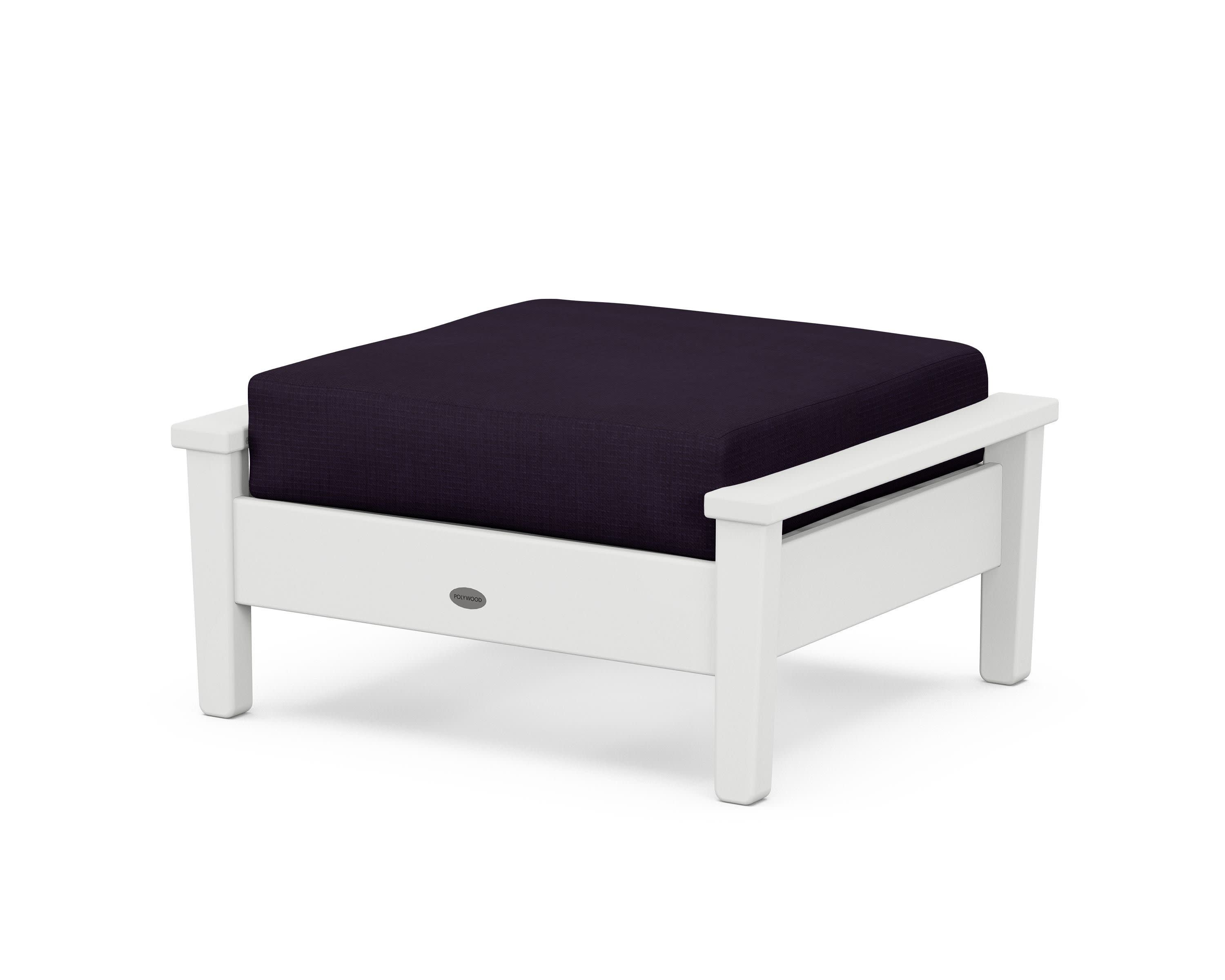 Prescott Deep Seating Ottoman in White / Navy Linen
