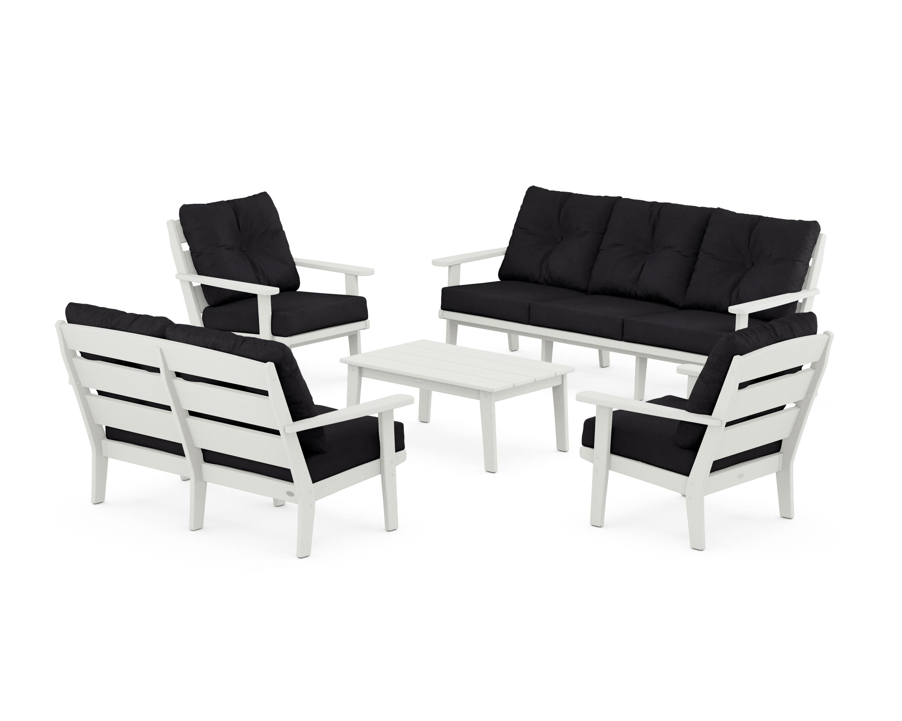 Lakeside 5-Piece Lounge Sofa Set in Vintage White / Midnight Linen