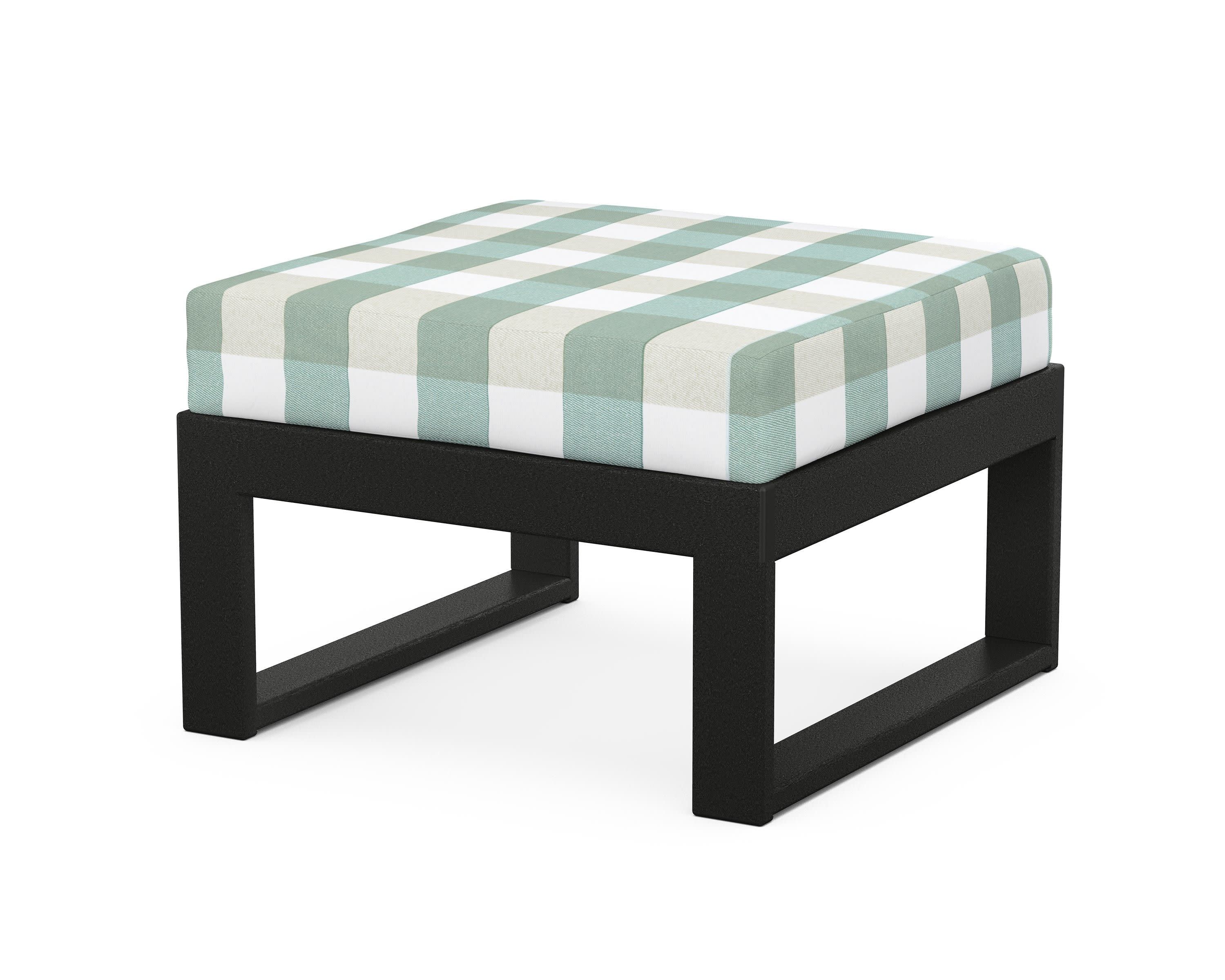 Modular Ottoman - Modern in Black / Buffalo Plaid Glacier Spa