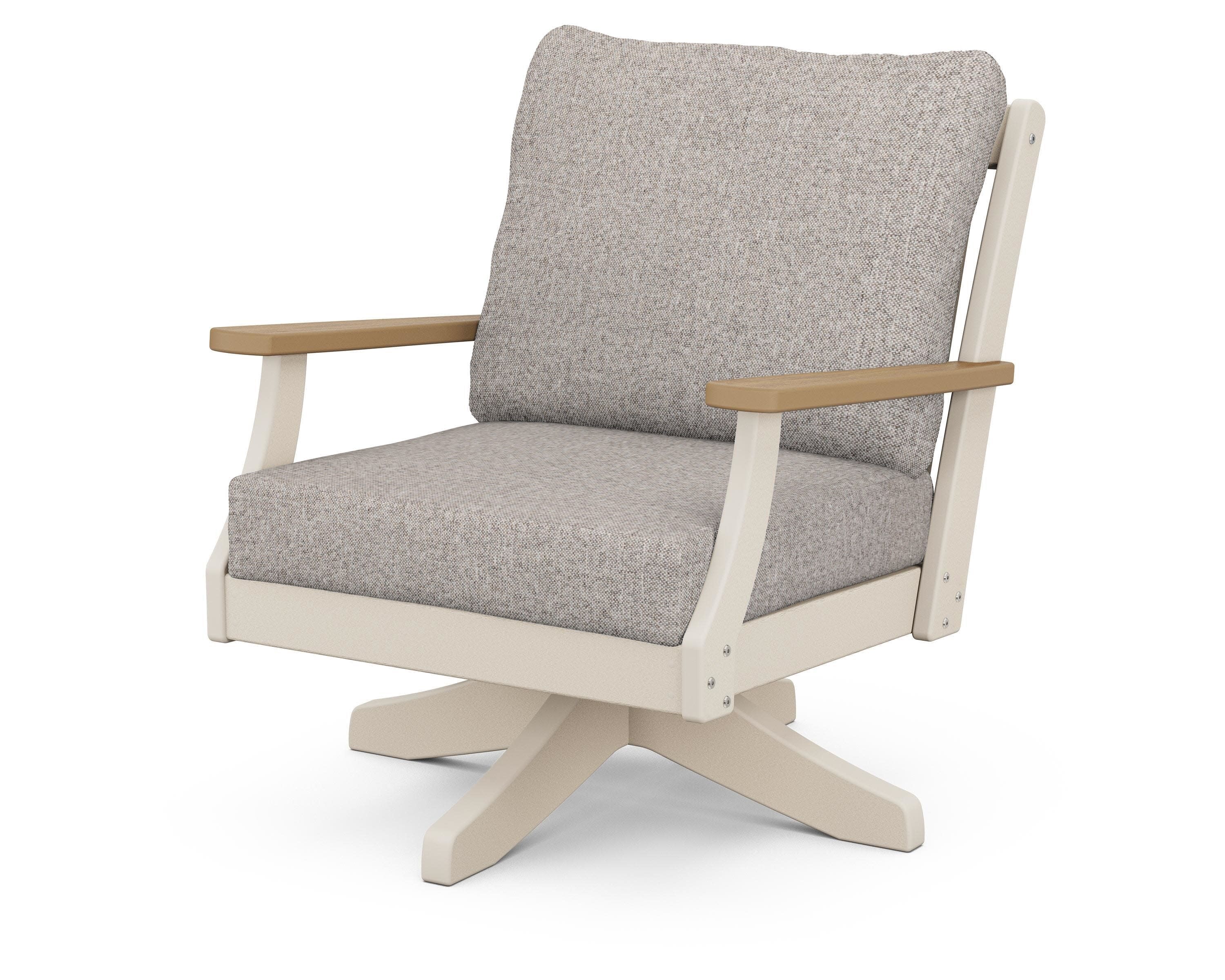 Braxton Deep Seating Swivel Chair in Sand / Natural / Weathered Tweed