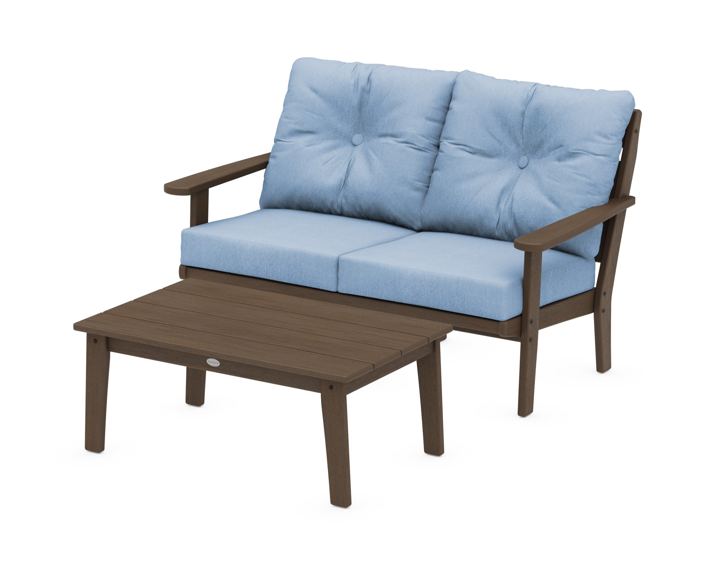 Lakeside 2-Piece Lounge Loveseat Set in Kona / Sky Blue