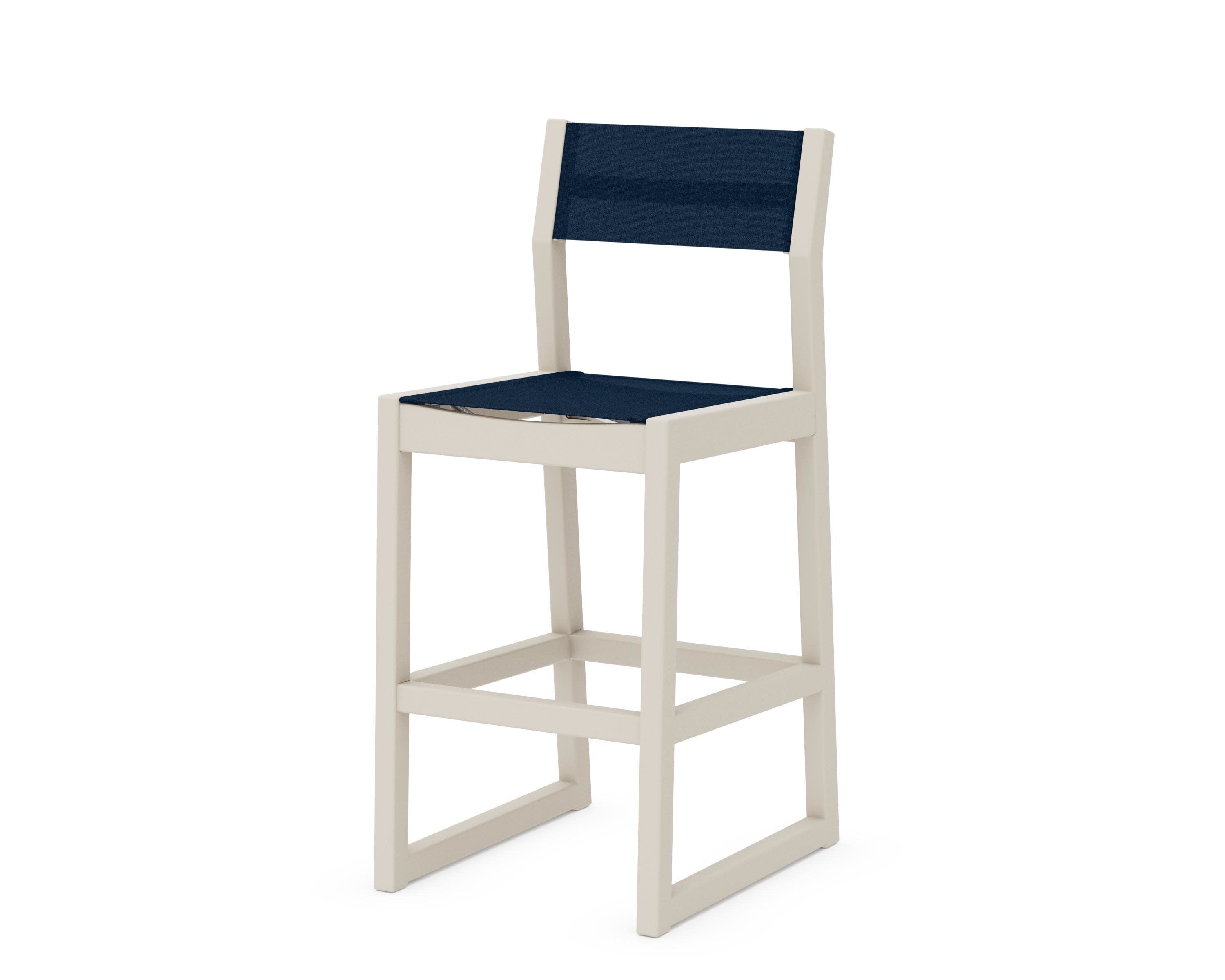 EDGE Sling Bar Side Chair in Sand / Navy Blue Sling