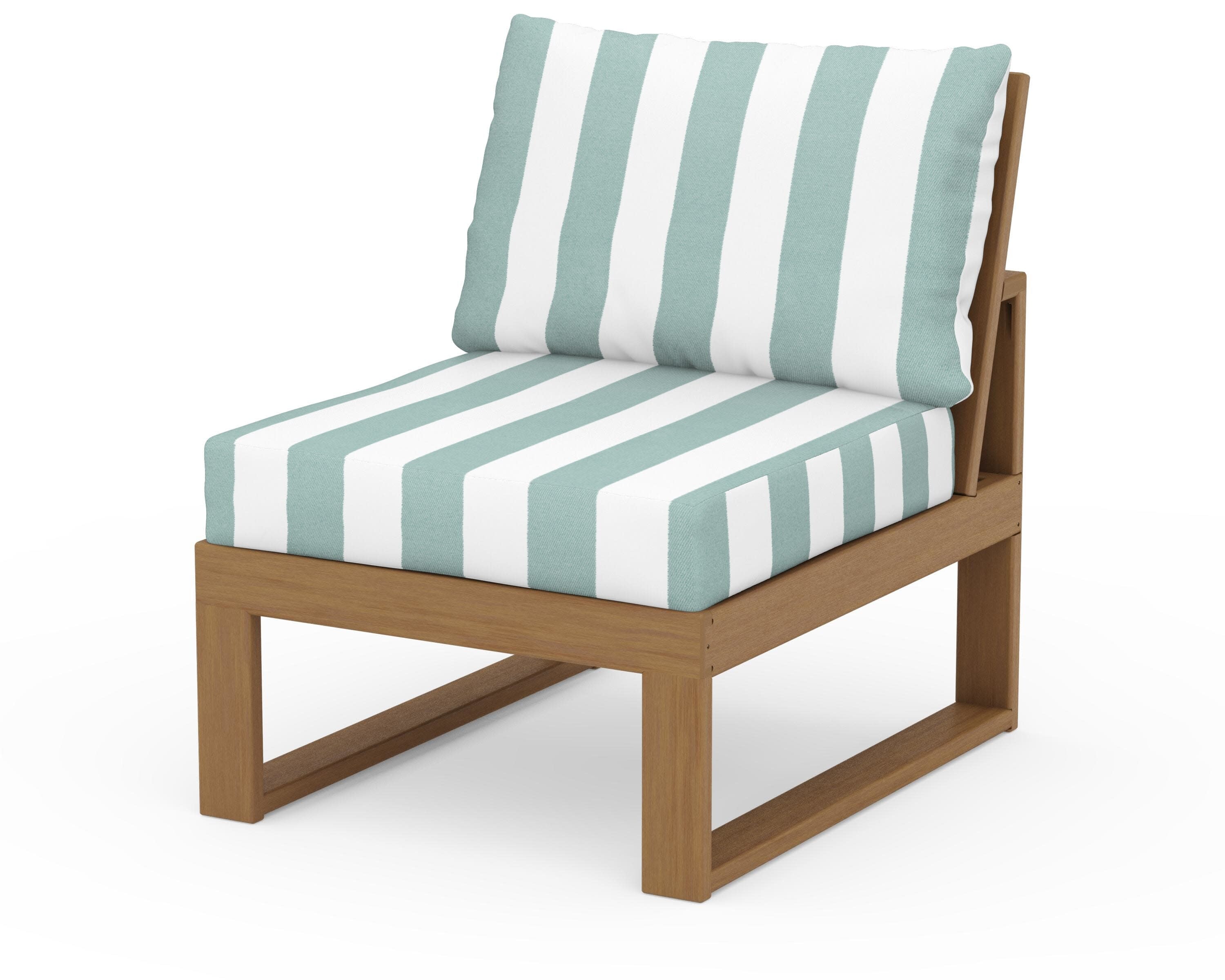 Modular Armless Chair in Natural / Cabana Stripe Glacier Spa