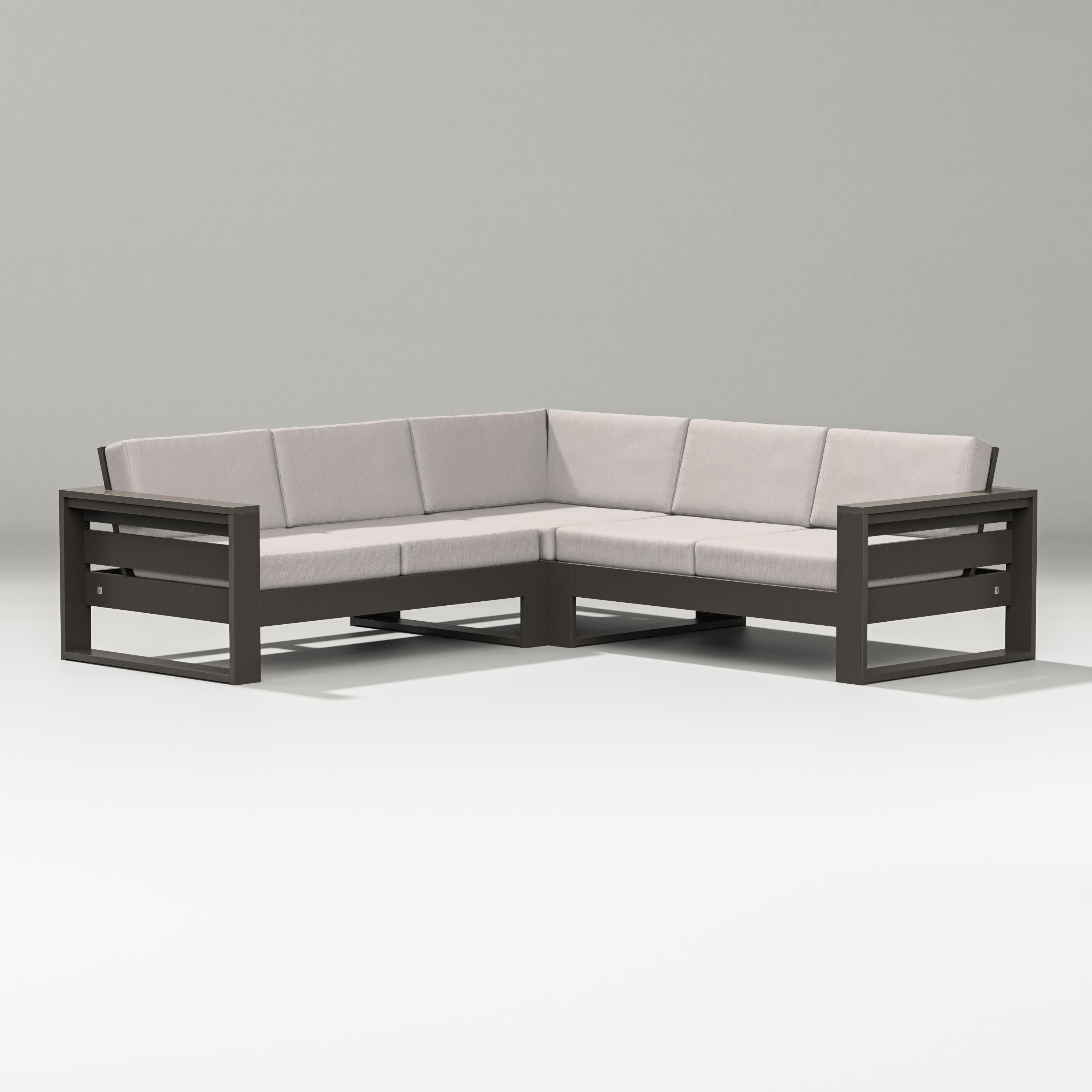 Latitude Corner Sectional in Vintage Coffee / Dune Burlap