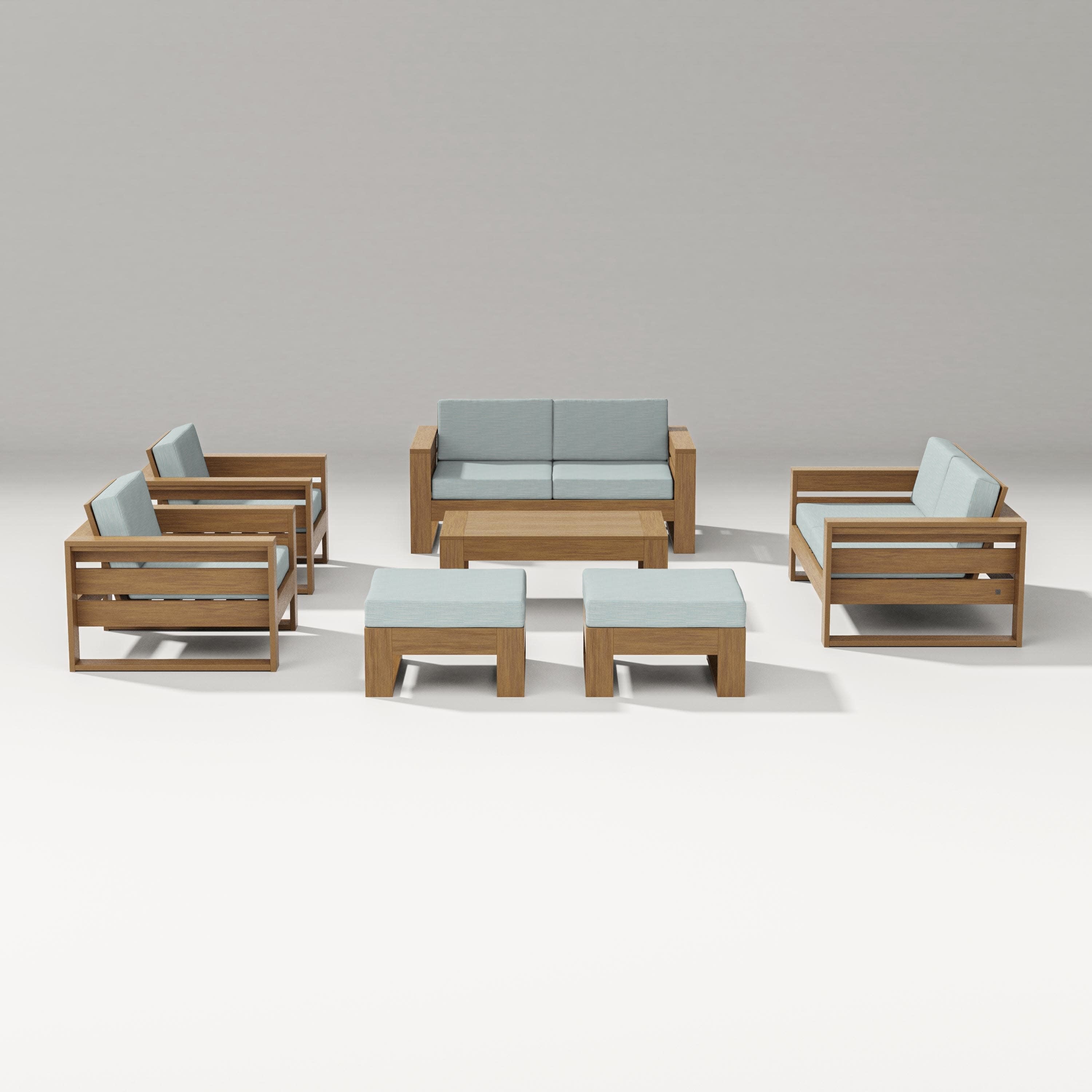 Latitude 7-Piece Lounge Loveseat Set in Natural / Soothe Mist