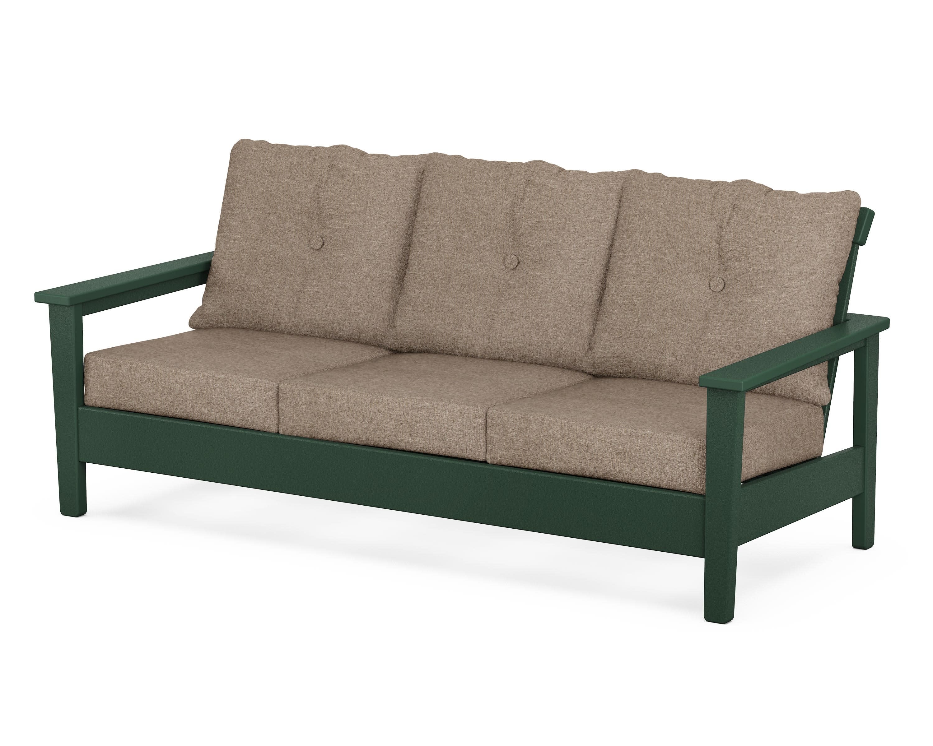 Prescott Deep Seating Sofa in Green / Spiced Burlap