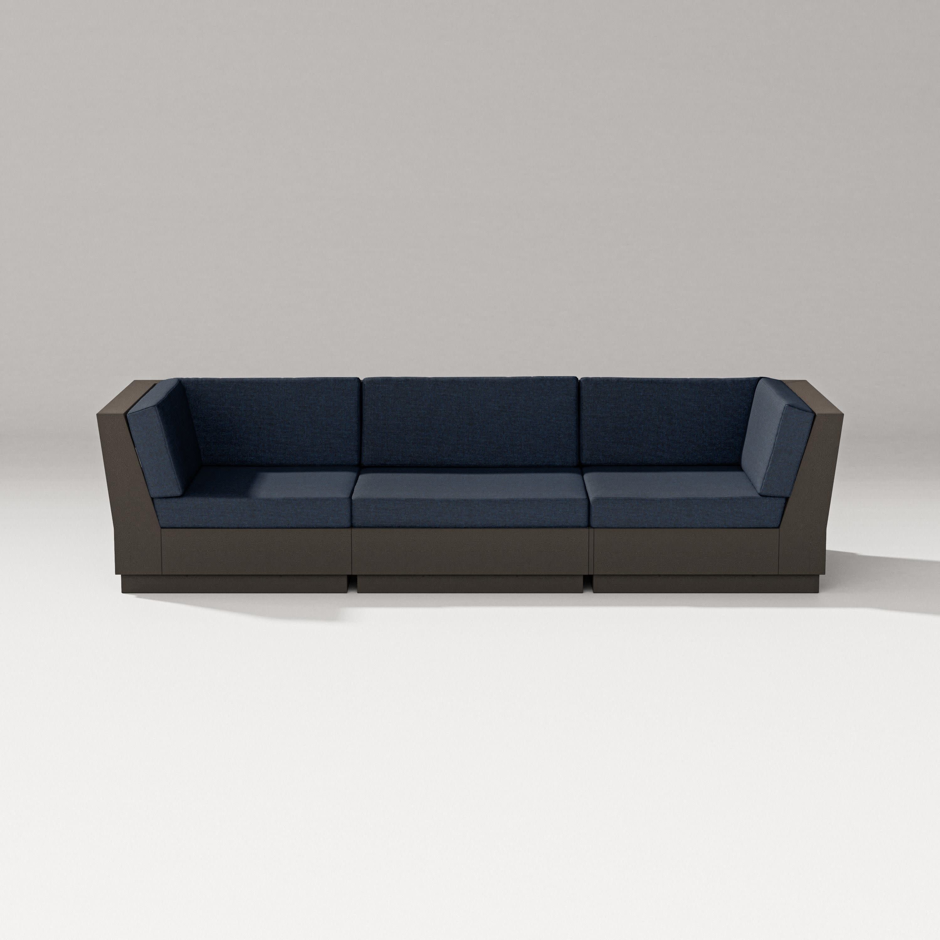 Elevate Sofa Sectional in Vintage Coffee / Marine Indigo