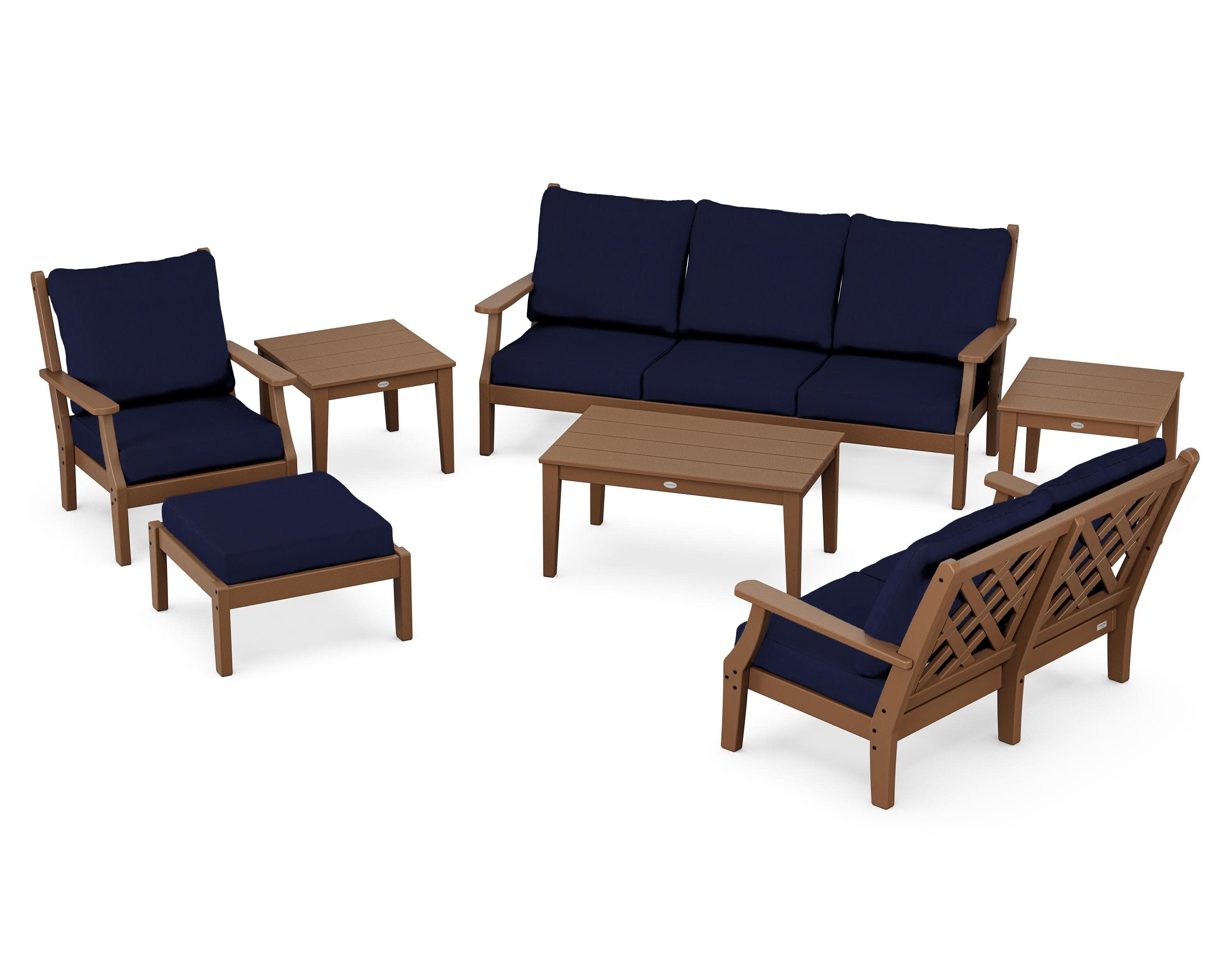Wovendale 7-Piece Deep Seating Set in Teak / Navy