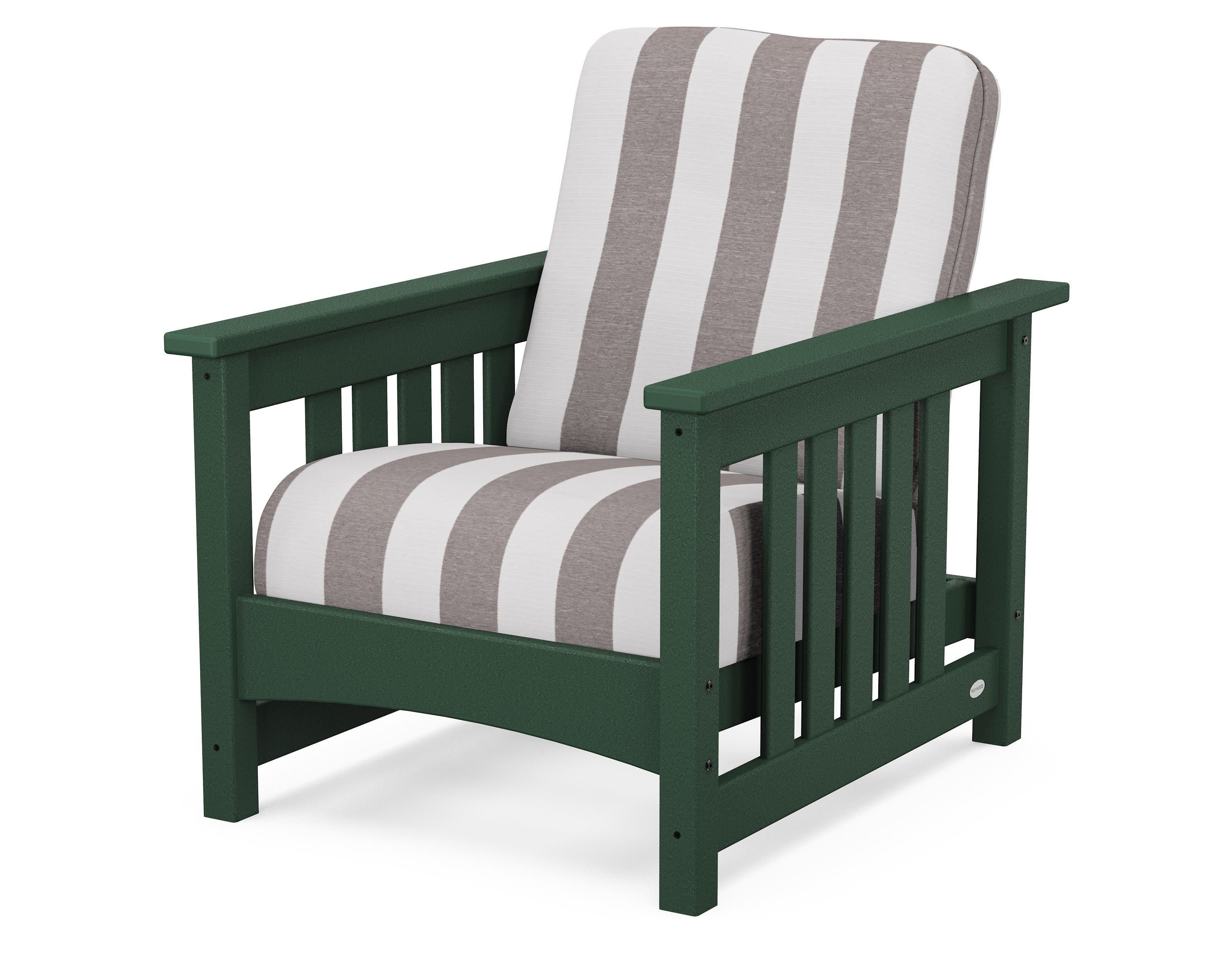 Club Mission Chair in Green / Cabana Stripe Grey Mist