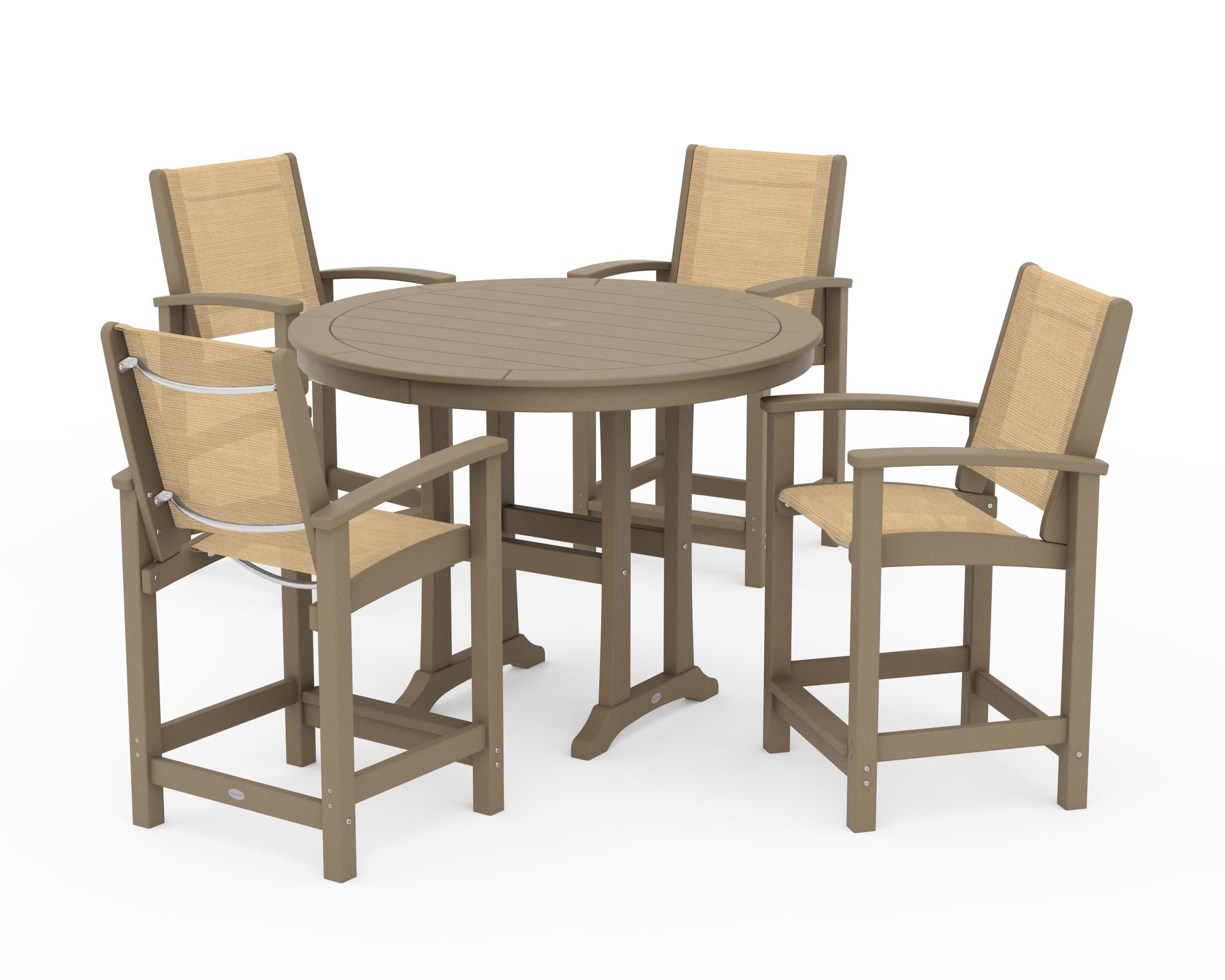 Coastal 5-Piece Counter Set in Vintage Sahara / Dupioni Apricot Sling
