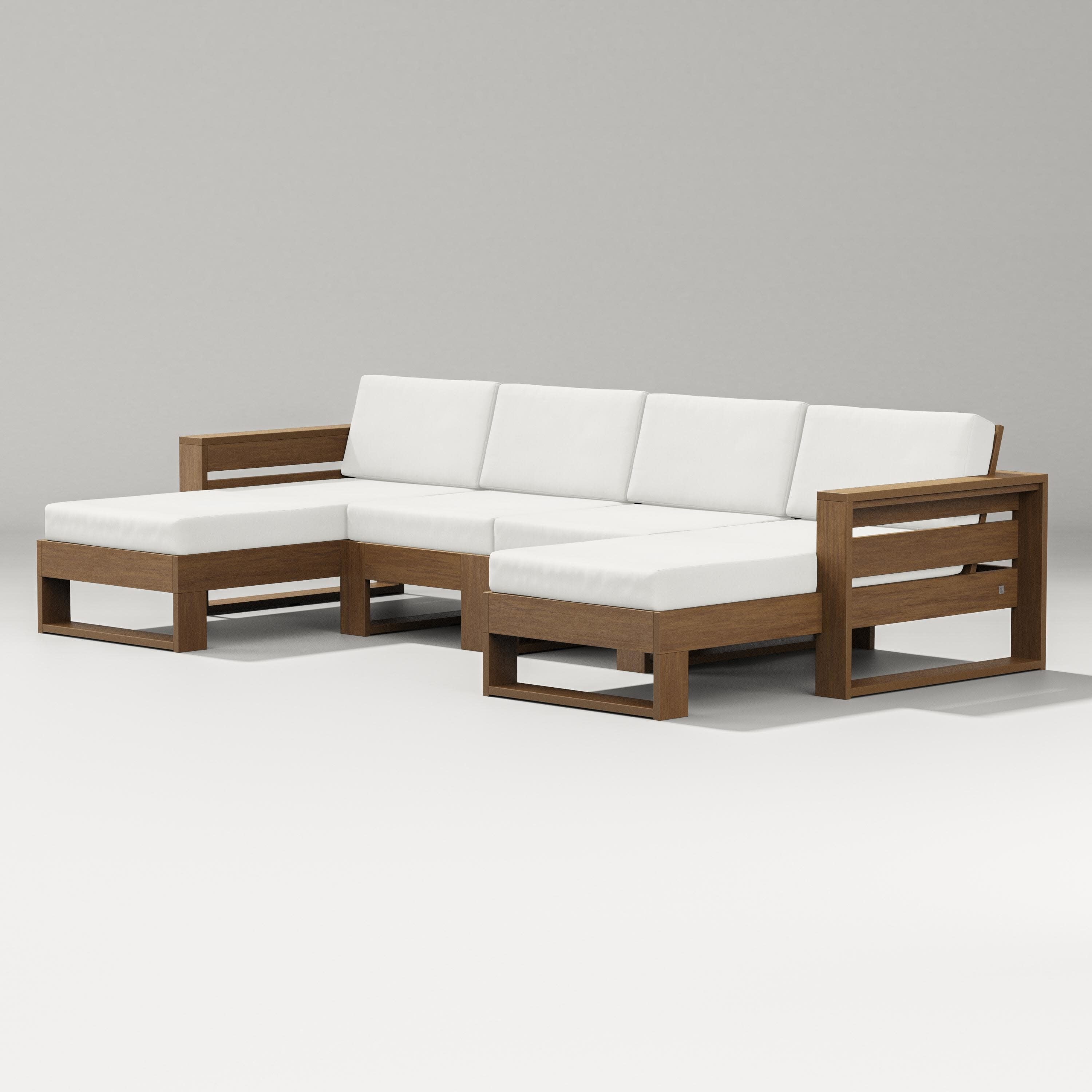 Latitude Double Chaise Sectional in Natural / Natural Linen